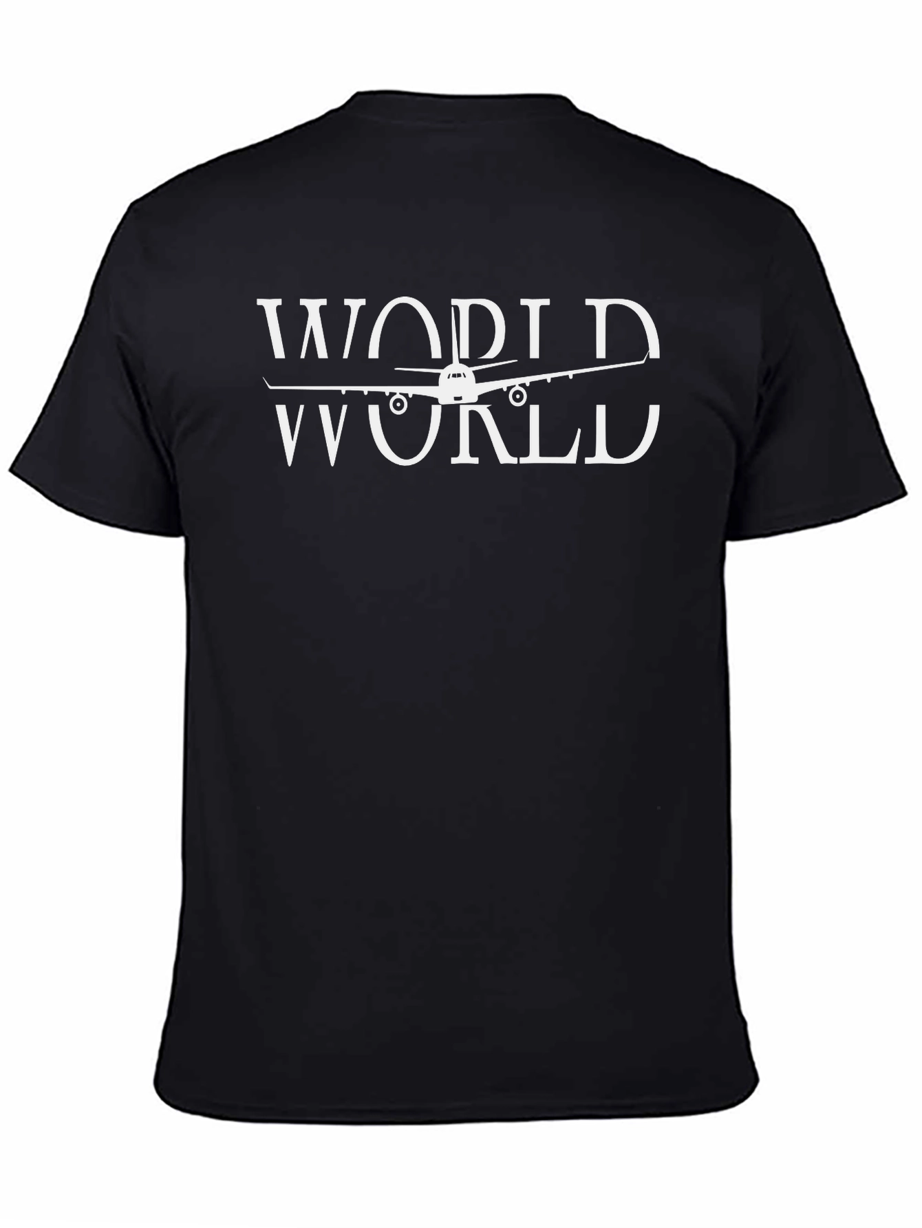 World Airplane Graphic Tee - Black Cotton T-Shirt
