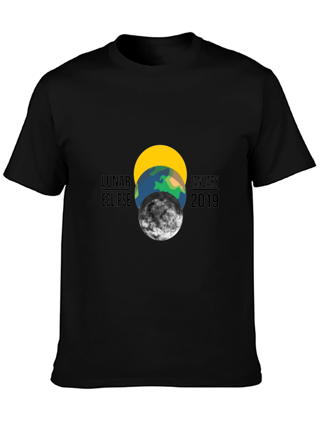 Lunar Eclipse January 2019 Black Graphic T-Shirt