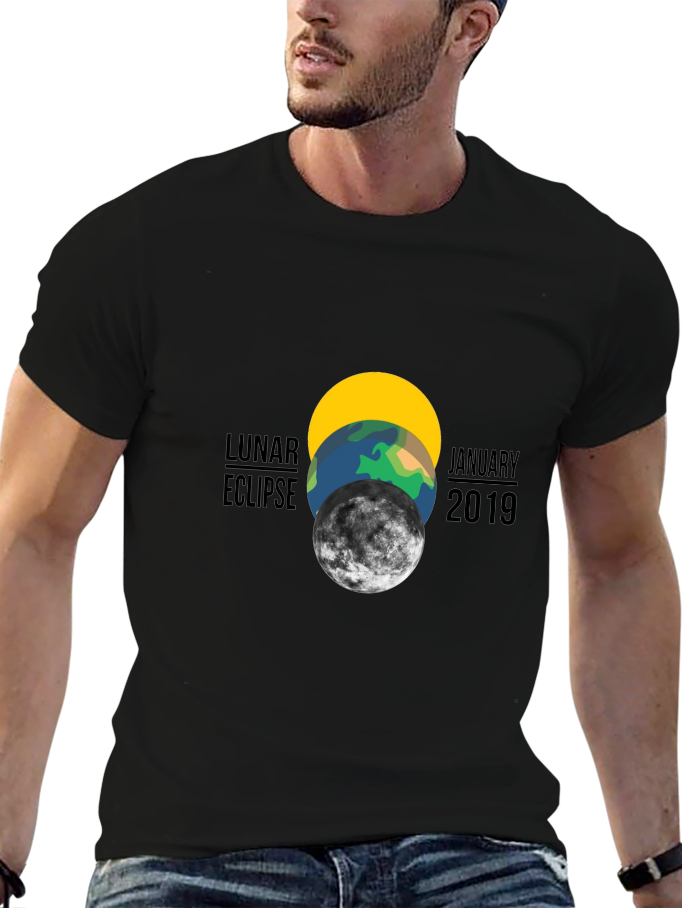 Lunar Eclipse January 2019 Black Graphic T-Shirt