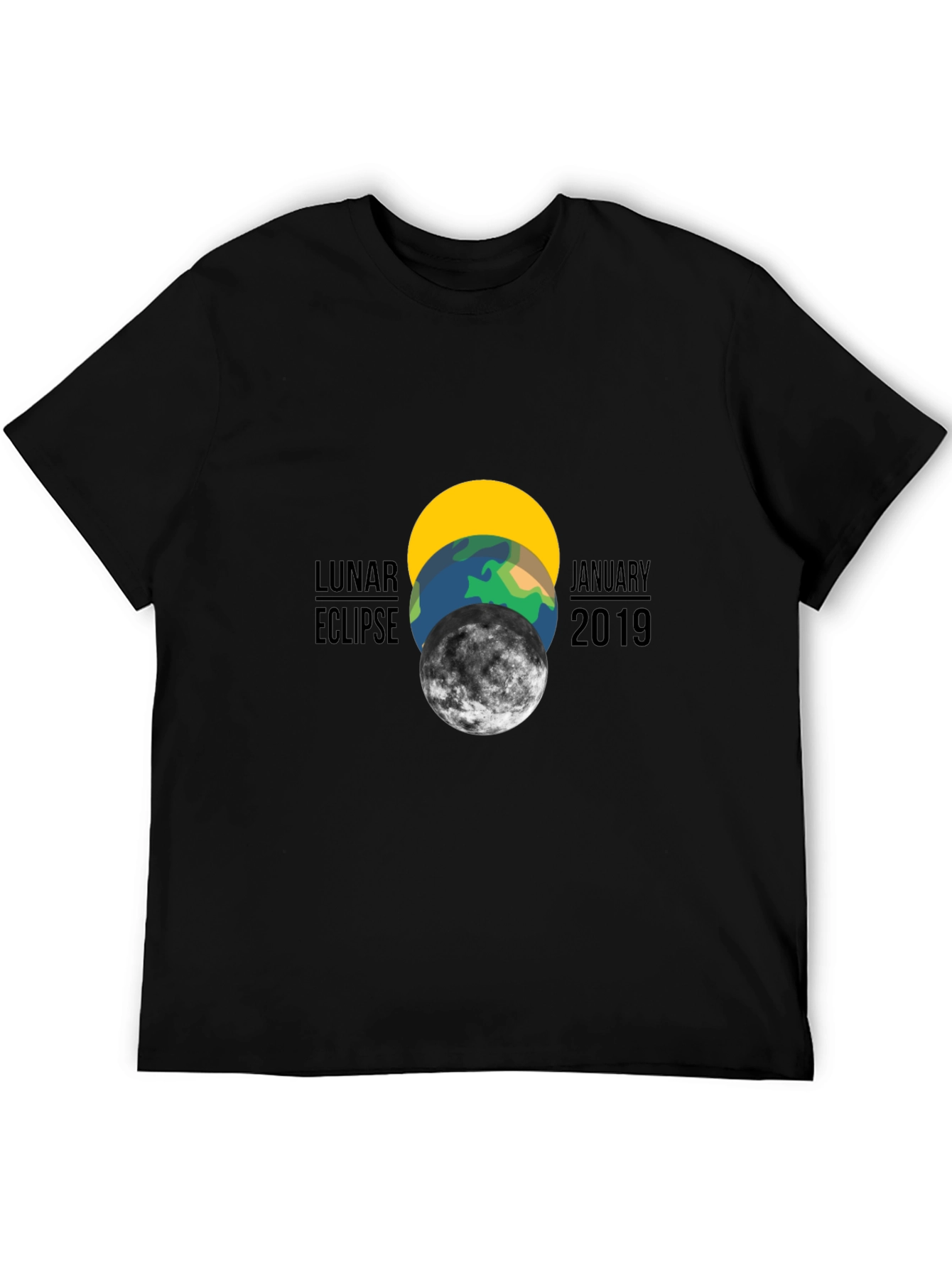 Lunar Eclipse January 2019 Black Graphic T-Shirt