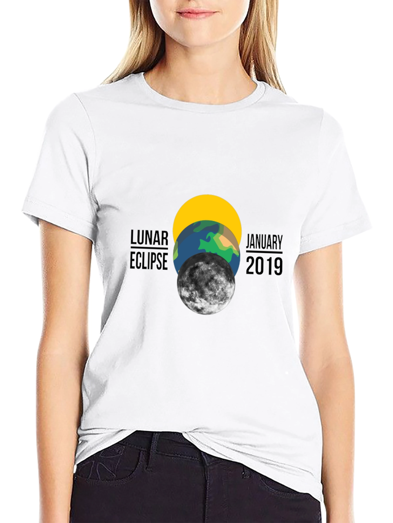 Lunar Eclipse January 2019 Black Graphic T-Shirt