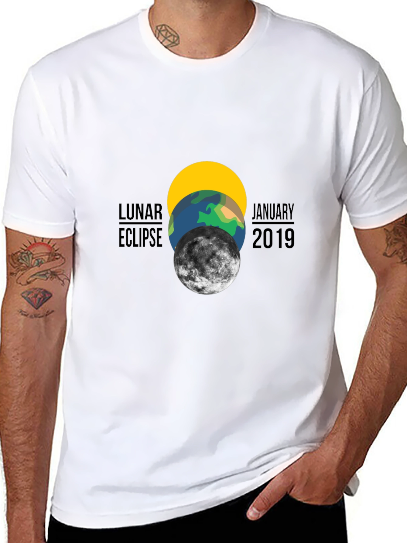 Lunar Eclipse January 2019 Black Graphic T-Shirt