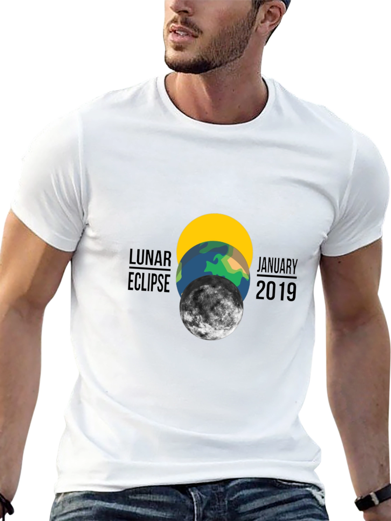 Lunar Eclipse January 2019 Black Graphic T-Shirt