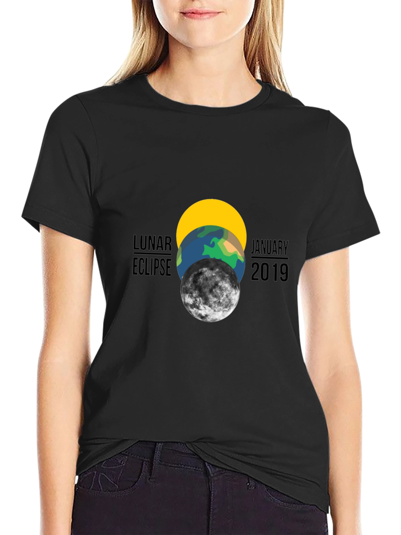 Lunar Eclipse January 2019 Black Graphic T-Shirt