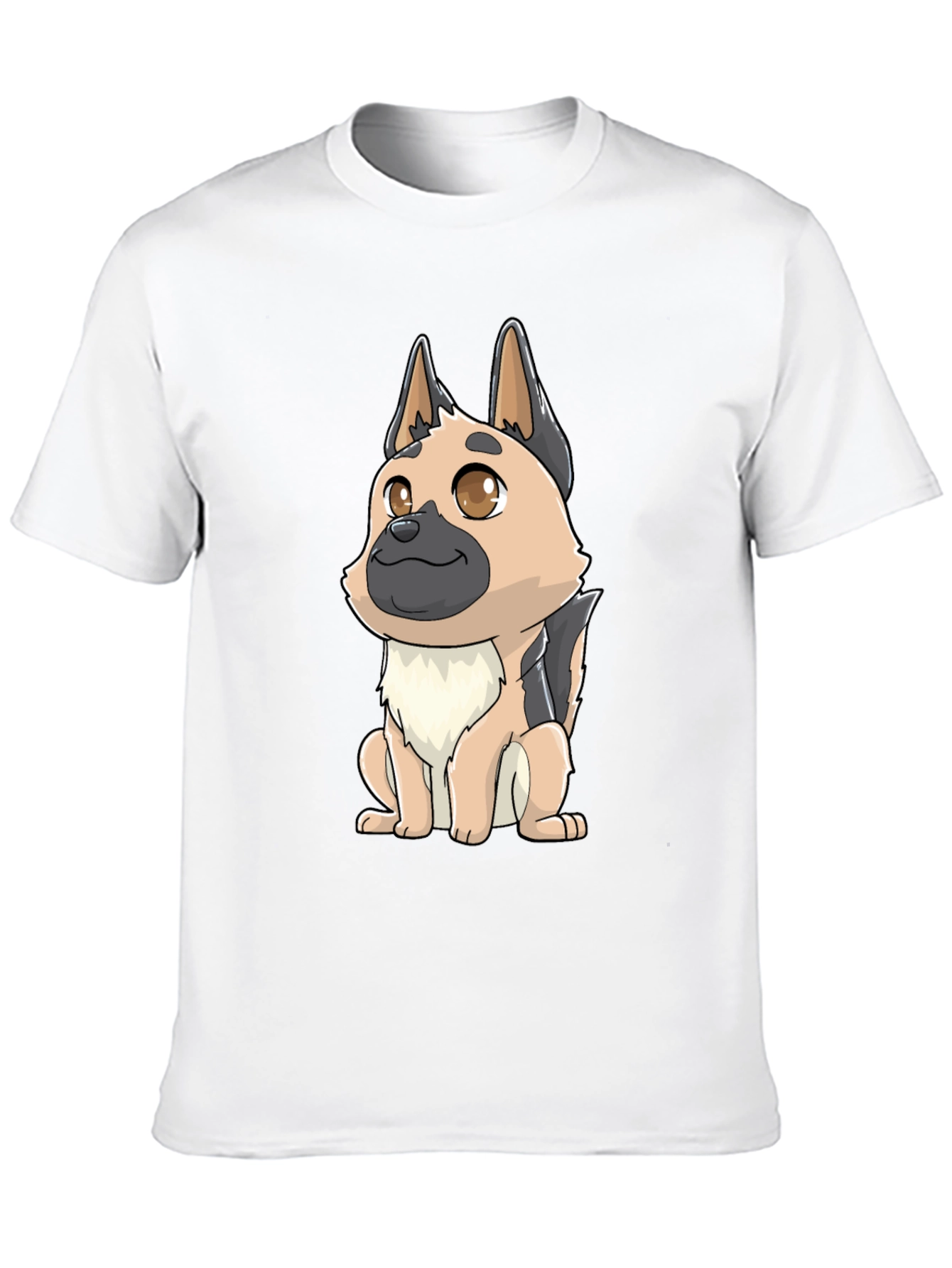 Cartoon German Shepherd Black T-Shirt