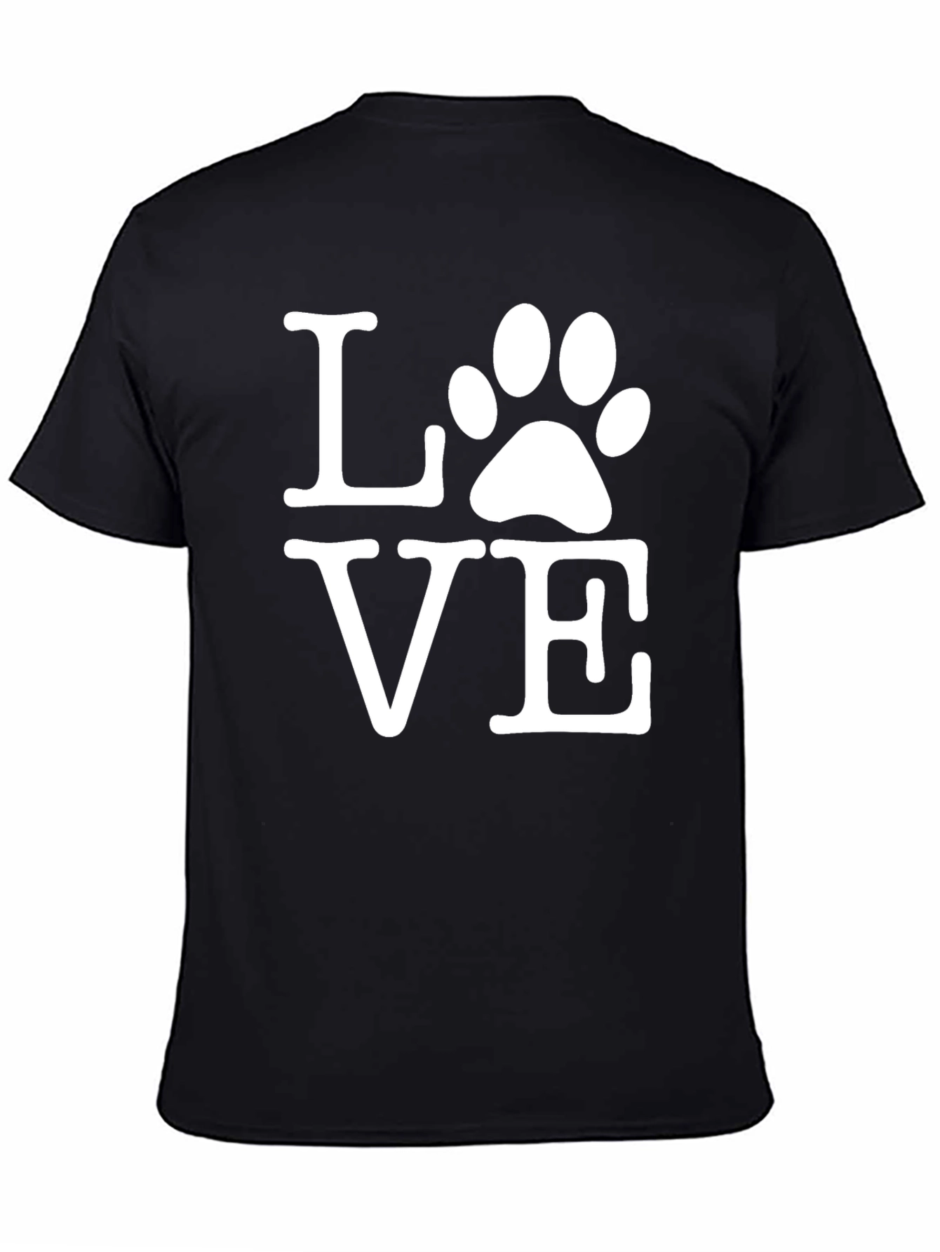 LOVE Paw Print Graphic Tee - Black Cotton Shirt