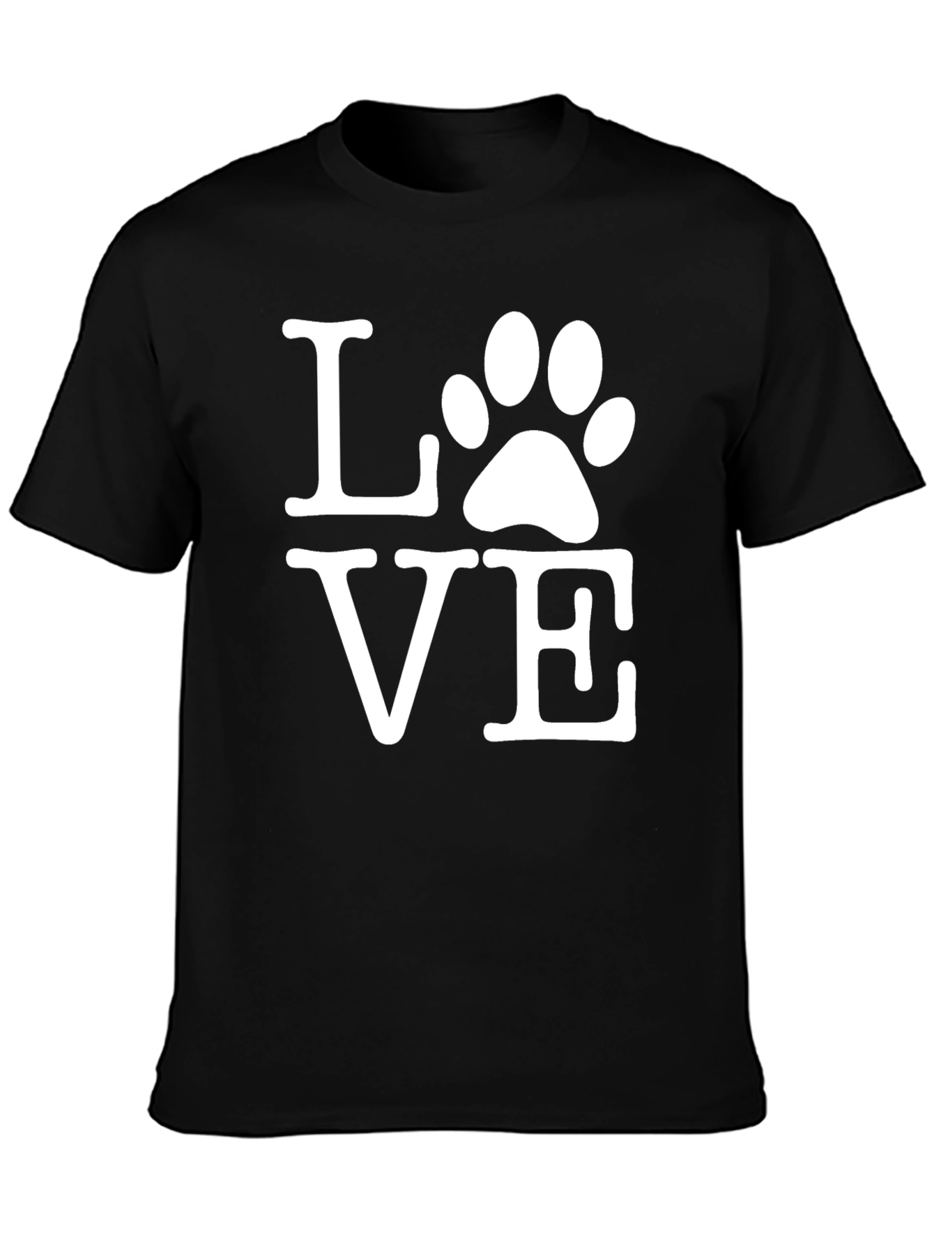 LOVE Paw Print Graphic Tee - Black Cotton Shirt