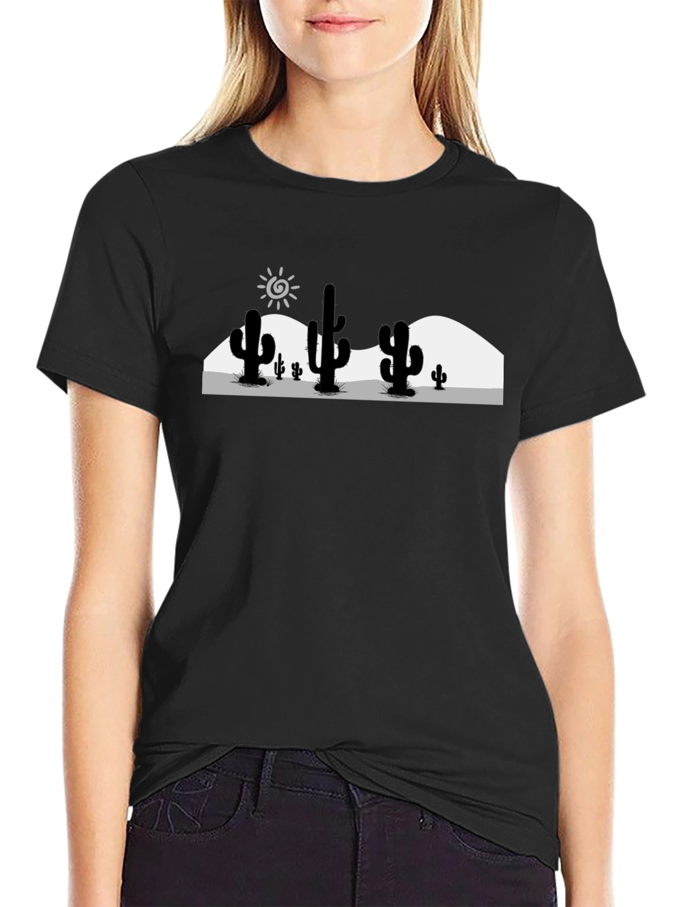 Desert Cactus Graphic T-Shirt - Black