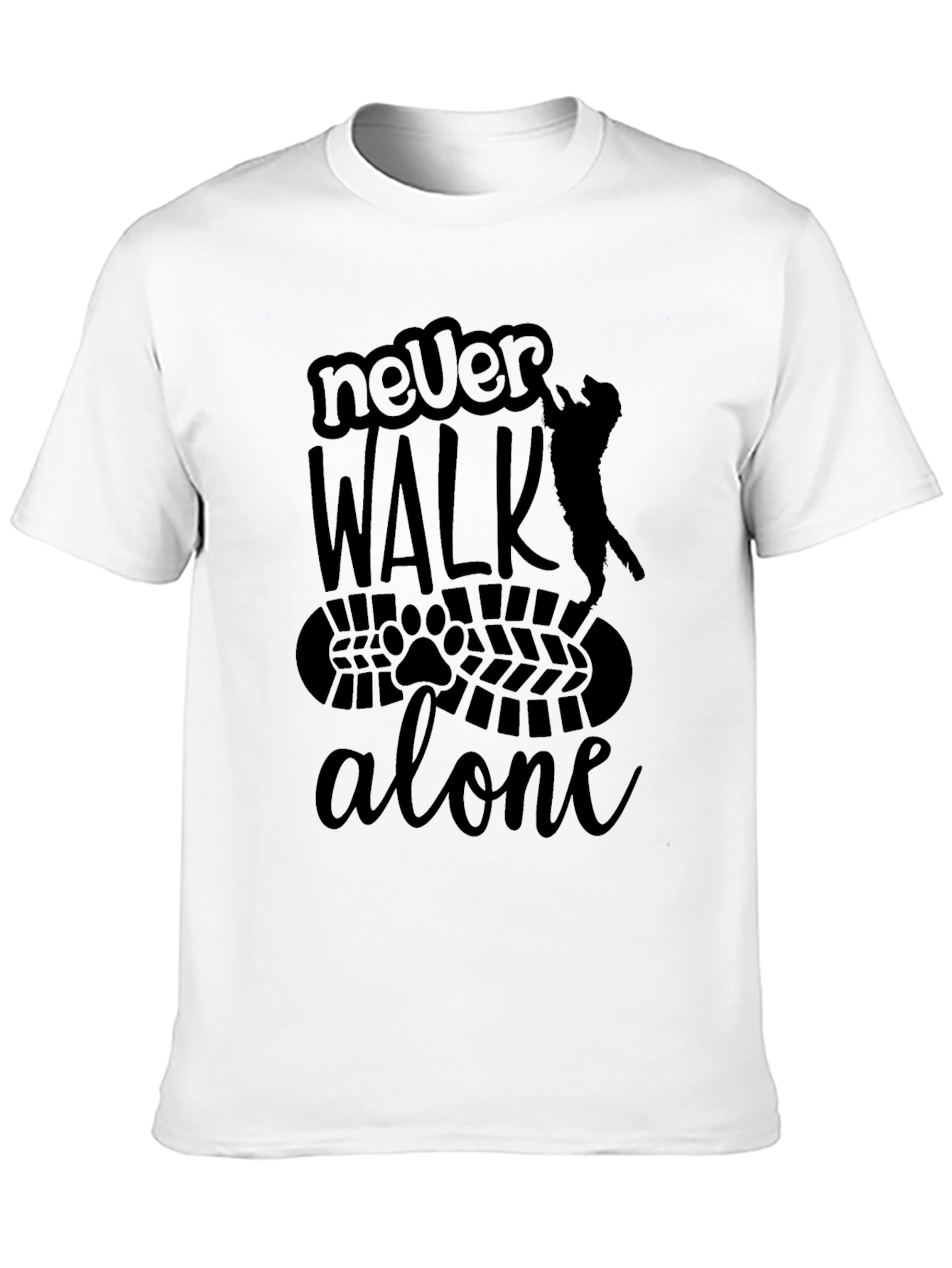 Never Walk Alone Cat Print T-Shirt