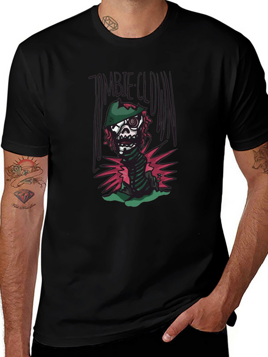 Zombie Clown Graphic Tee - Black Cotton T-Shirt