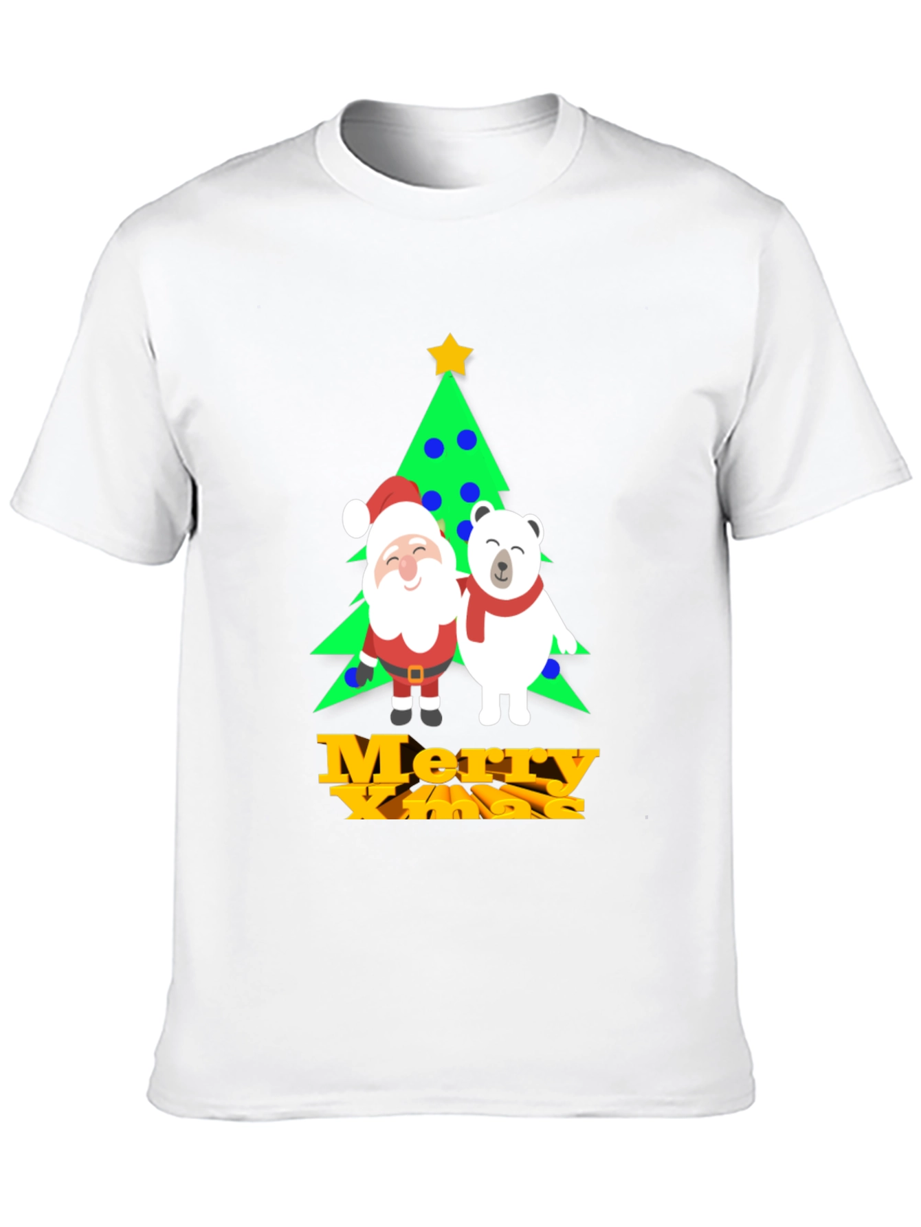 Festive Christmas Graphic Tee: Santa & Polar Bear