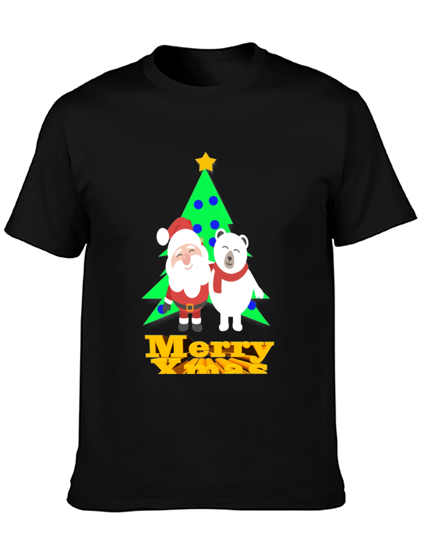 Festive Christmas Graphic Tee: Santa & Polar Bear
