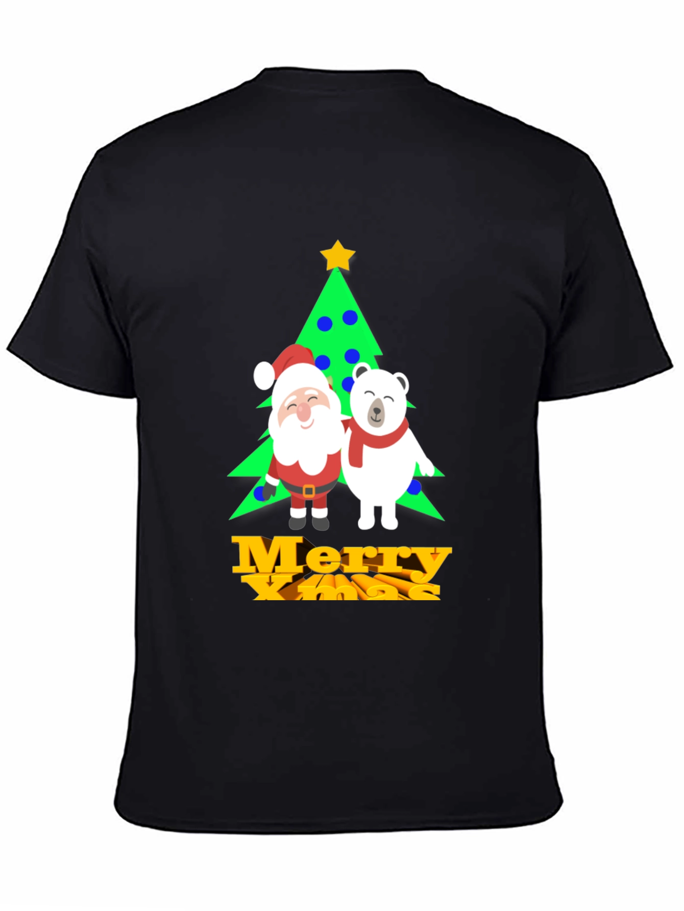 Festive Christmas Graphic Tee: Santa & Polar Bear