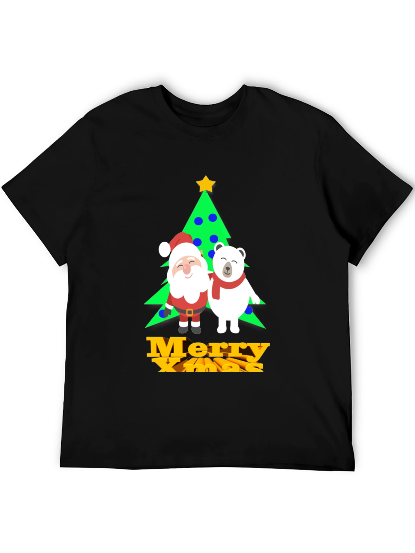 Festive Christmas Graphic Tee: Santa & Polar Bear