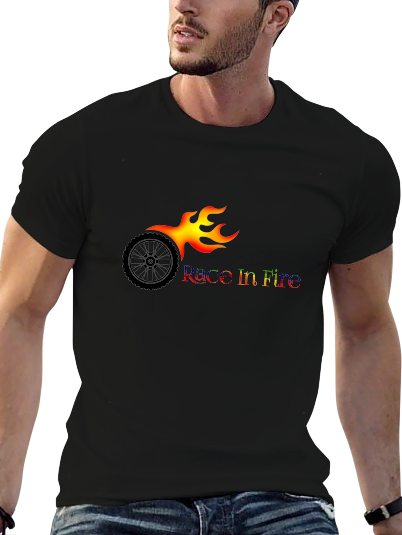 Race In Fire Black T-Shirt