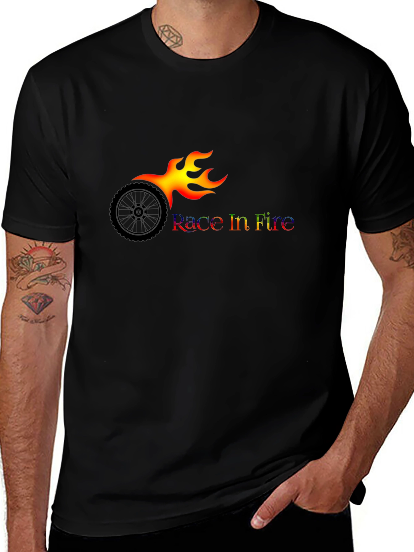 Race In Fire Black T-Shirt