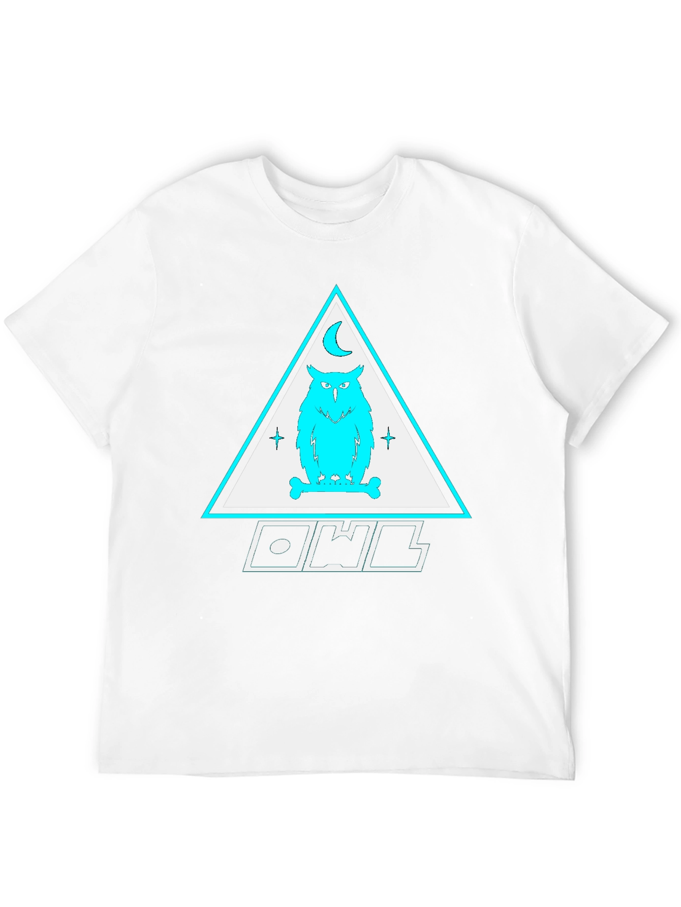 Owl Triangle Graphic Print Black T-Shirt