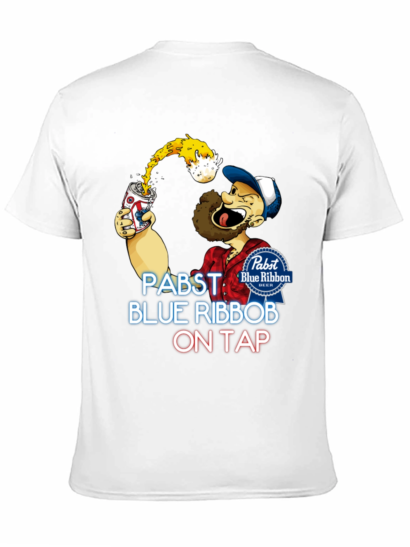 Pabst Blue Ribbon Cartoon Graphic T-Shirt