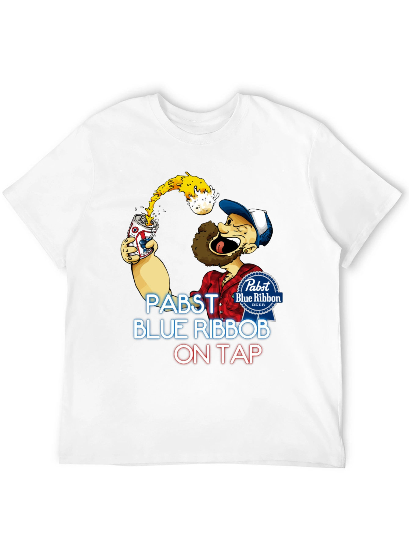Pabst Blue Ribbon Cartoon Graphic T-Shirt