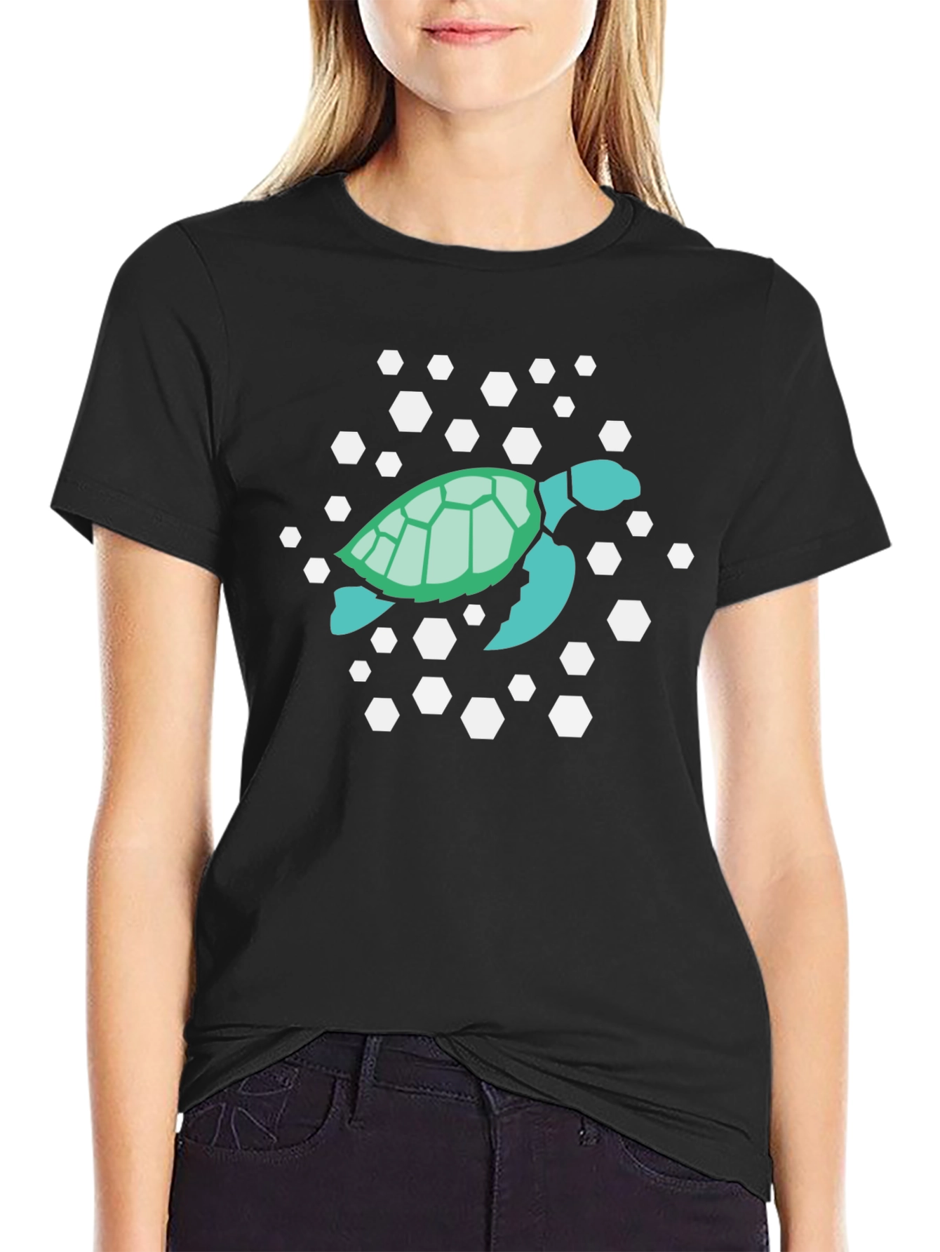 Sea Turtle Graphic Tee - Black Cotton T-Shirt