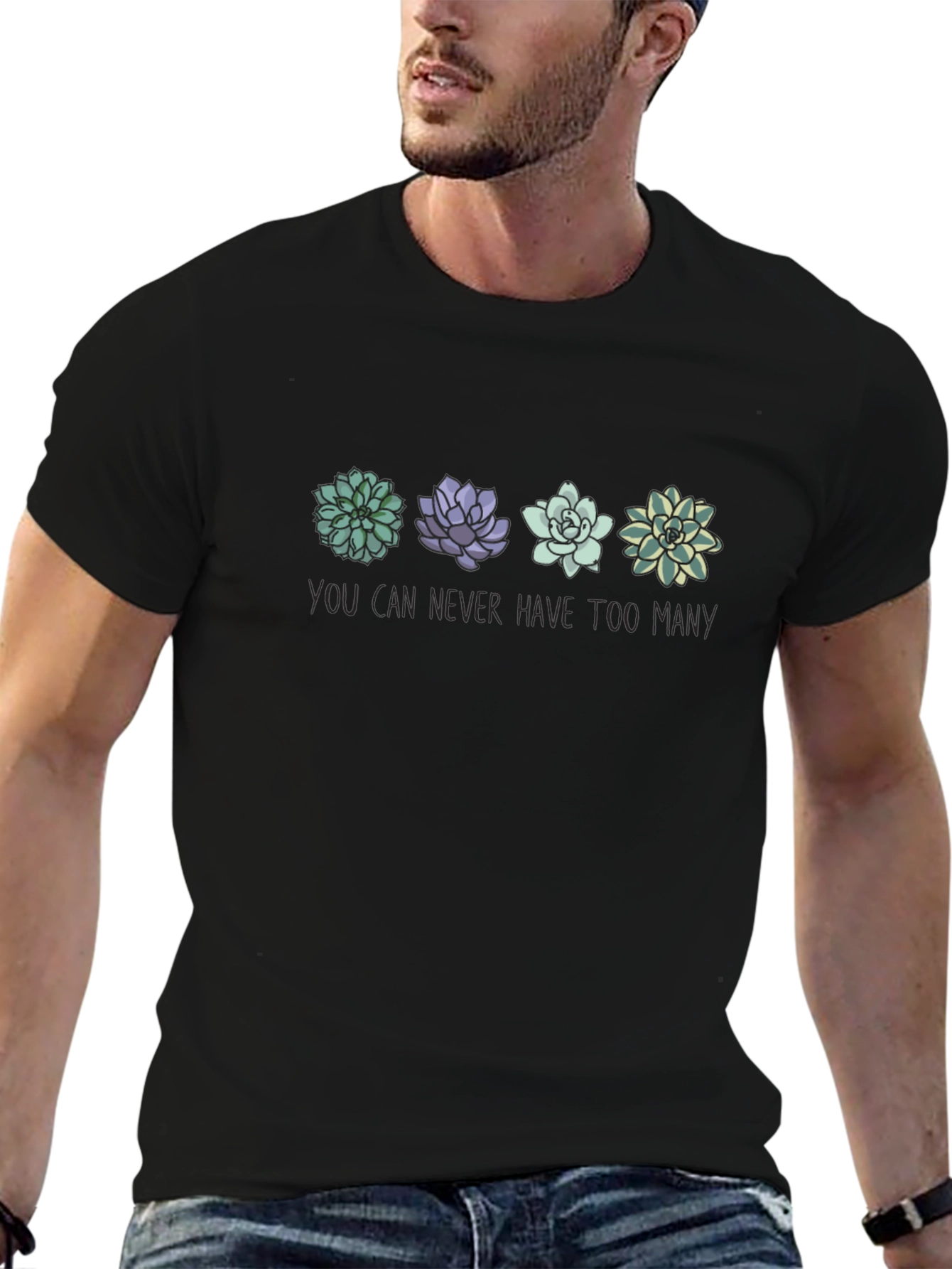 Succulent Plant Lover Black Tee