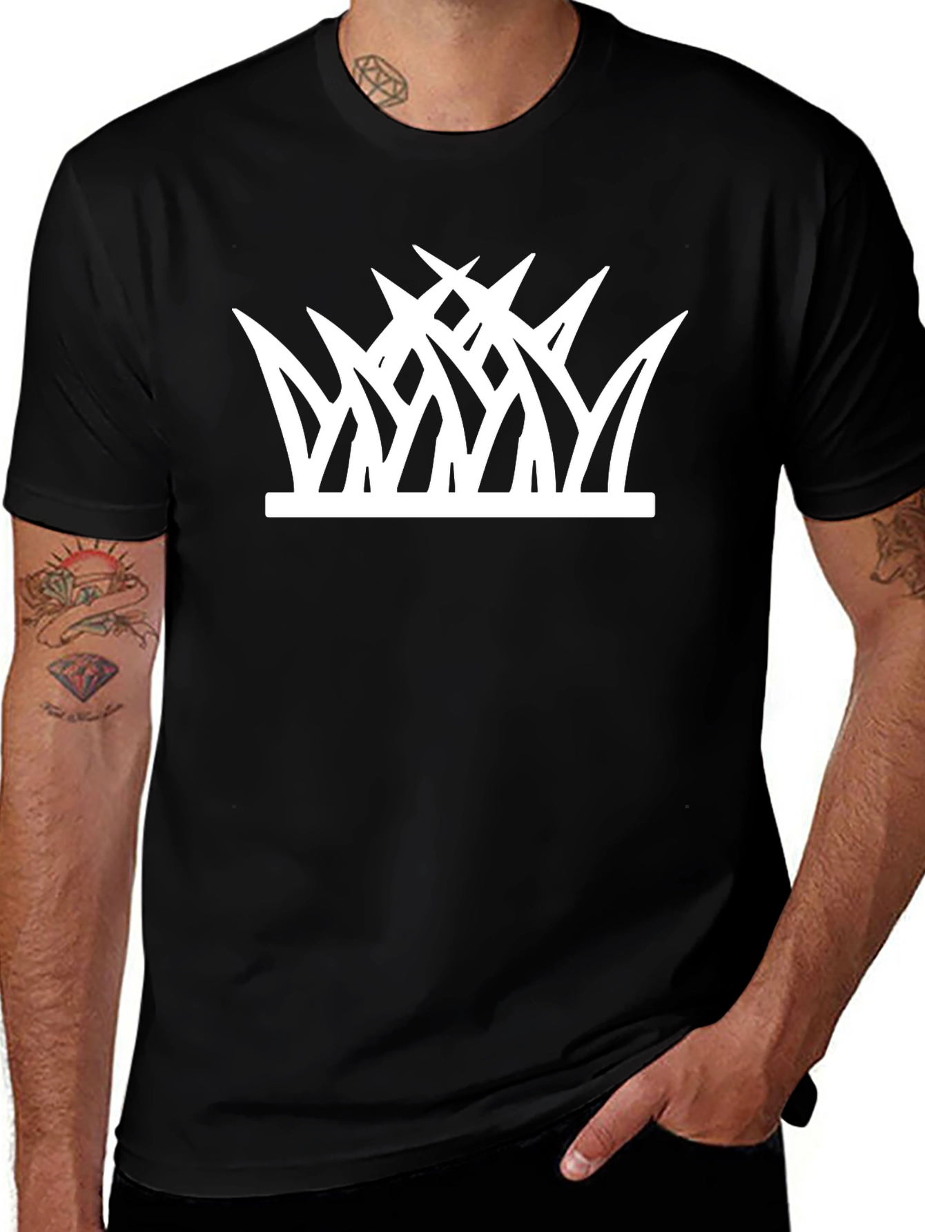 Grass Graphic Tee - Black Cotton Casual