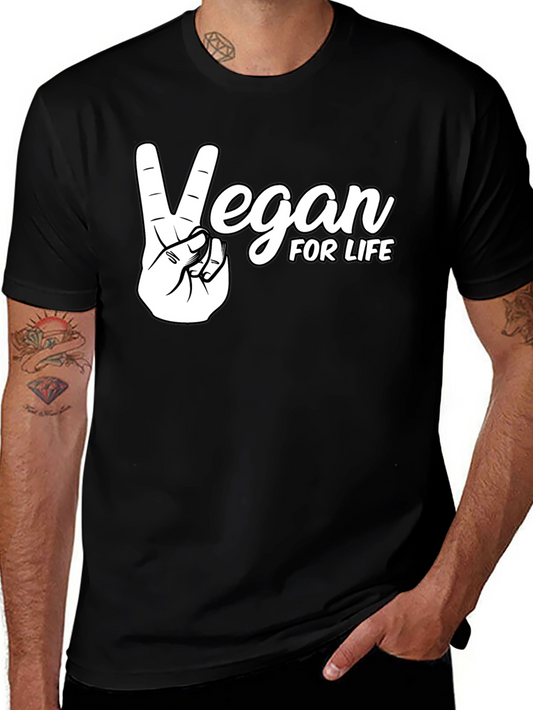 Vegan For Life T-Shirt Peace Sign Animal Rights Tee