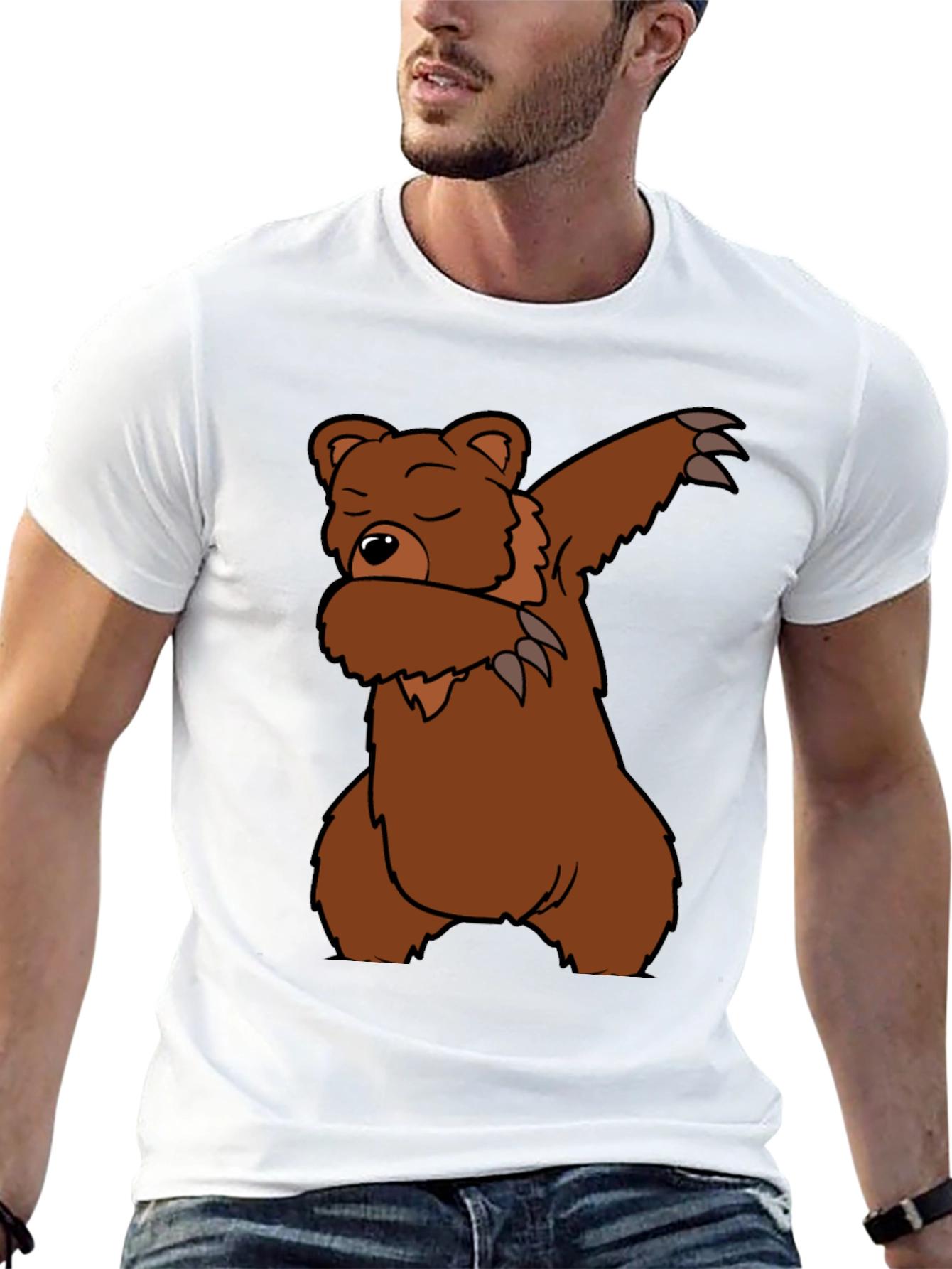 Dabbing Bear Graphic T-Shirt - Black