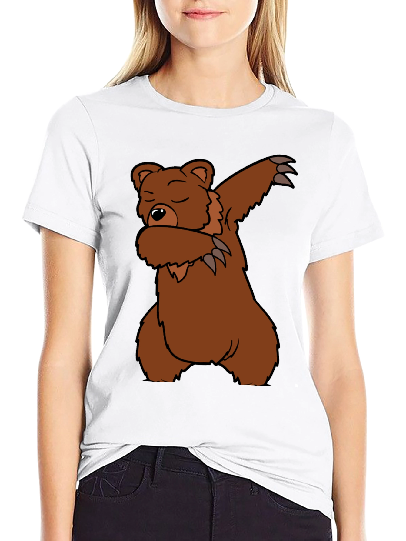 Dabbing Bear Graphic T-Shirt - Black