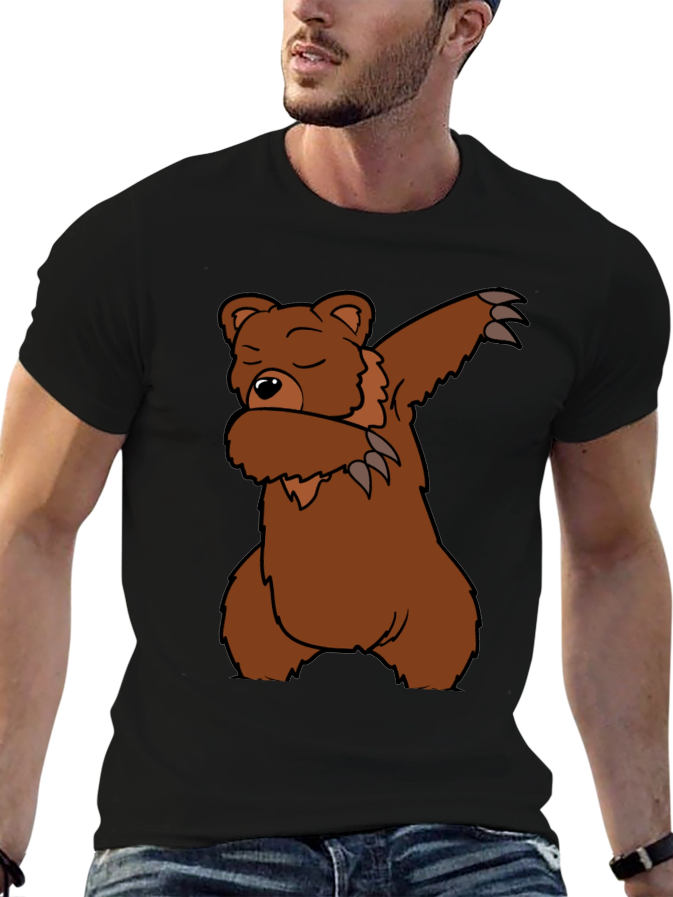 Dabbing Bear Graphic T-Shirt - Black