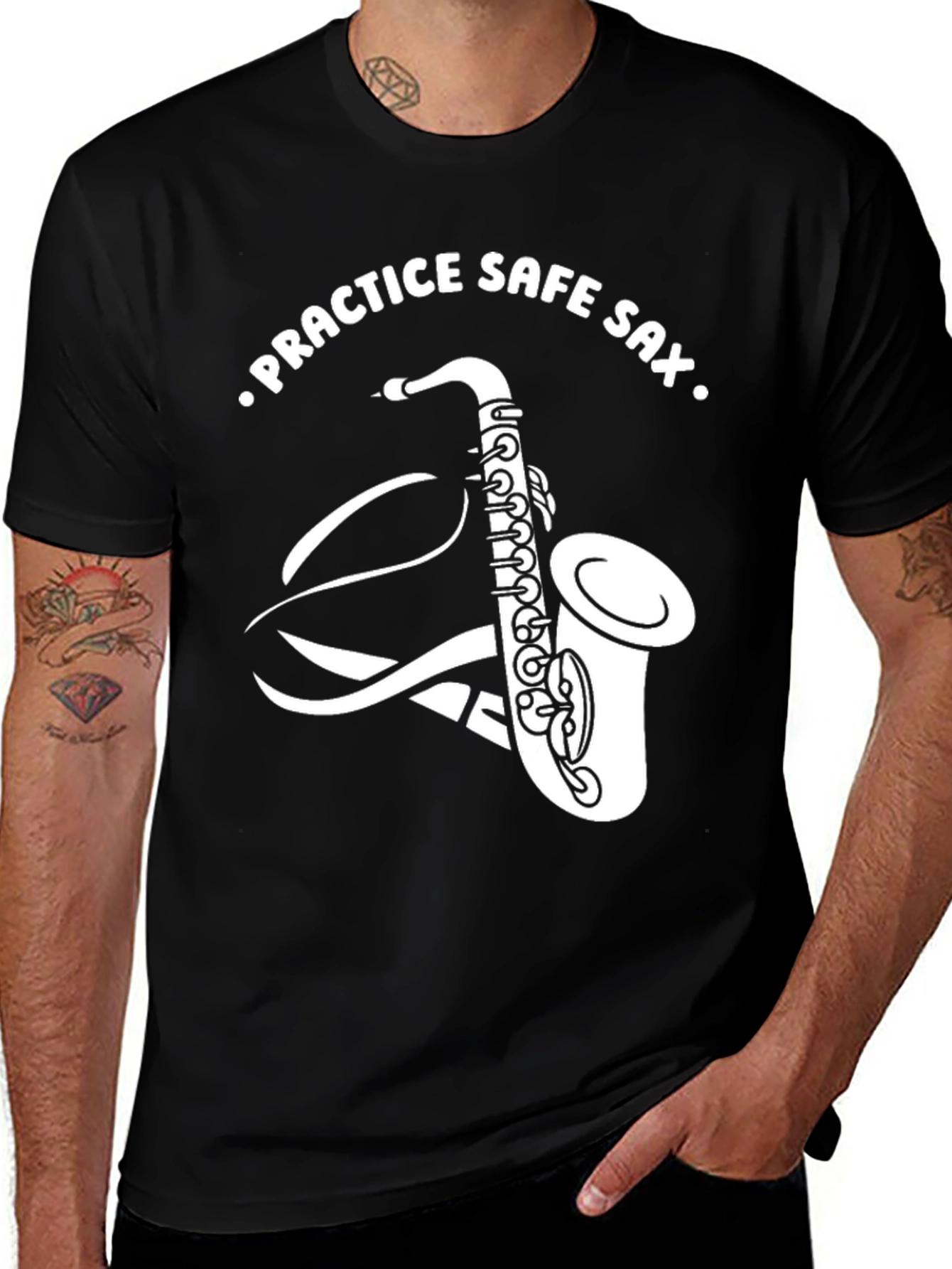 Practice Safe Sax T-Shirt - Funny Music Tee