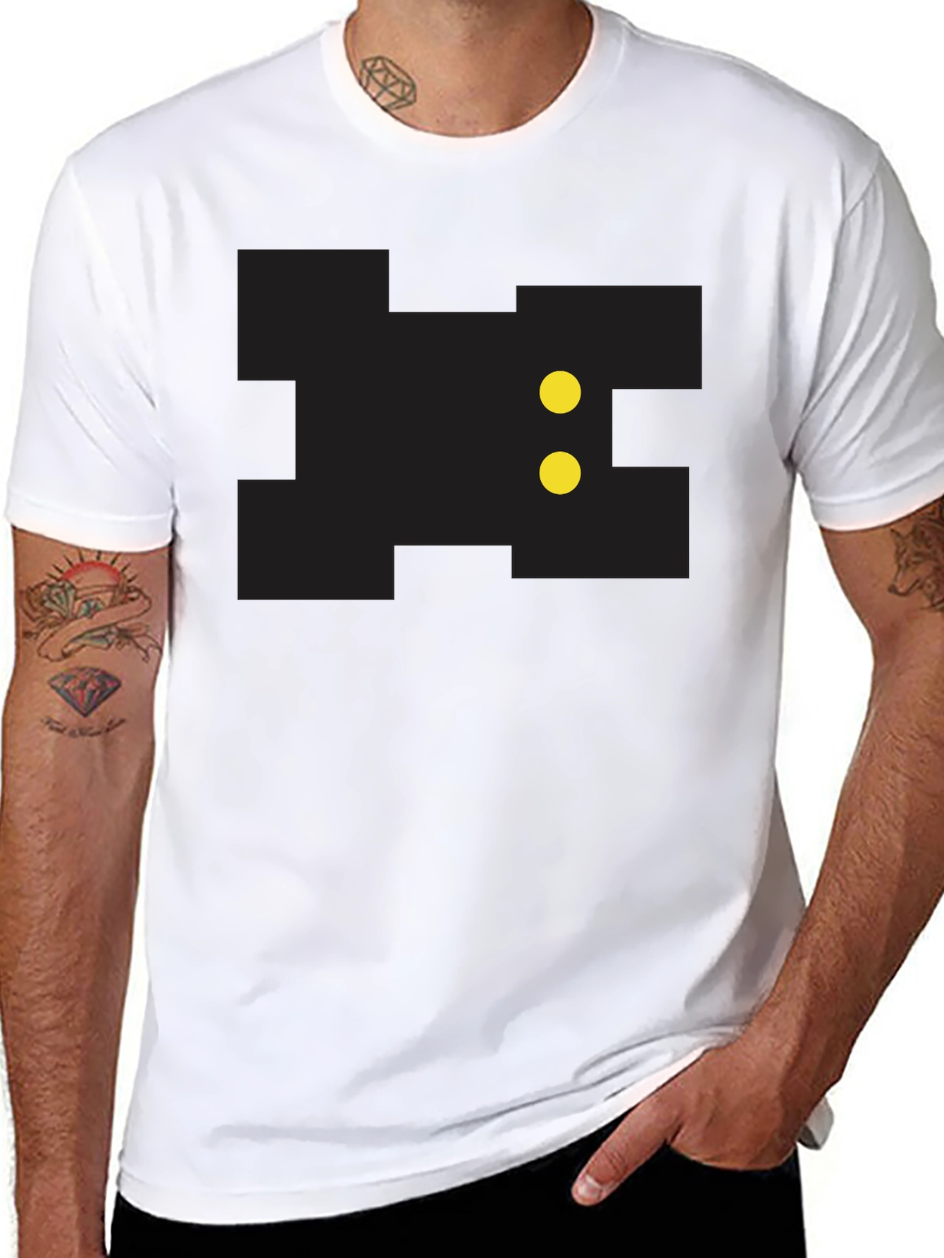 Pixelated Game Character Black Tee