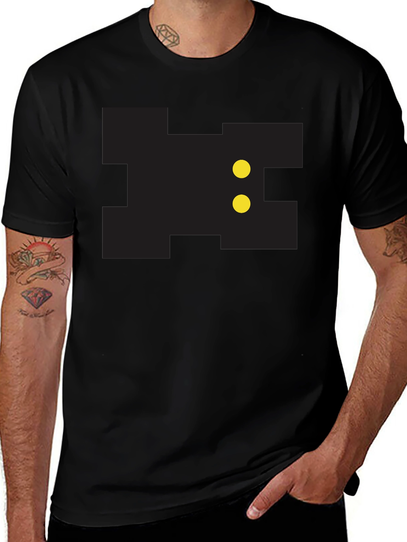 Pixelated Game Character Black Tee