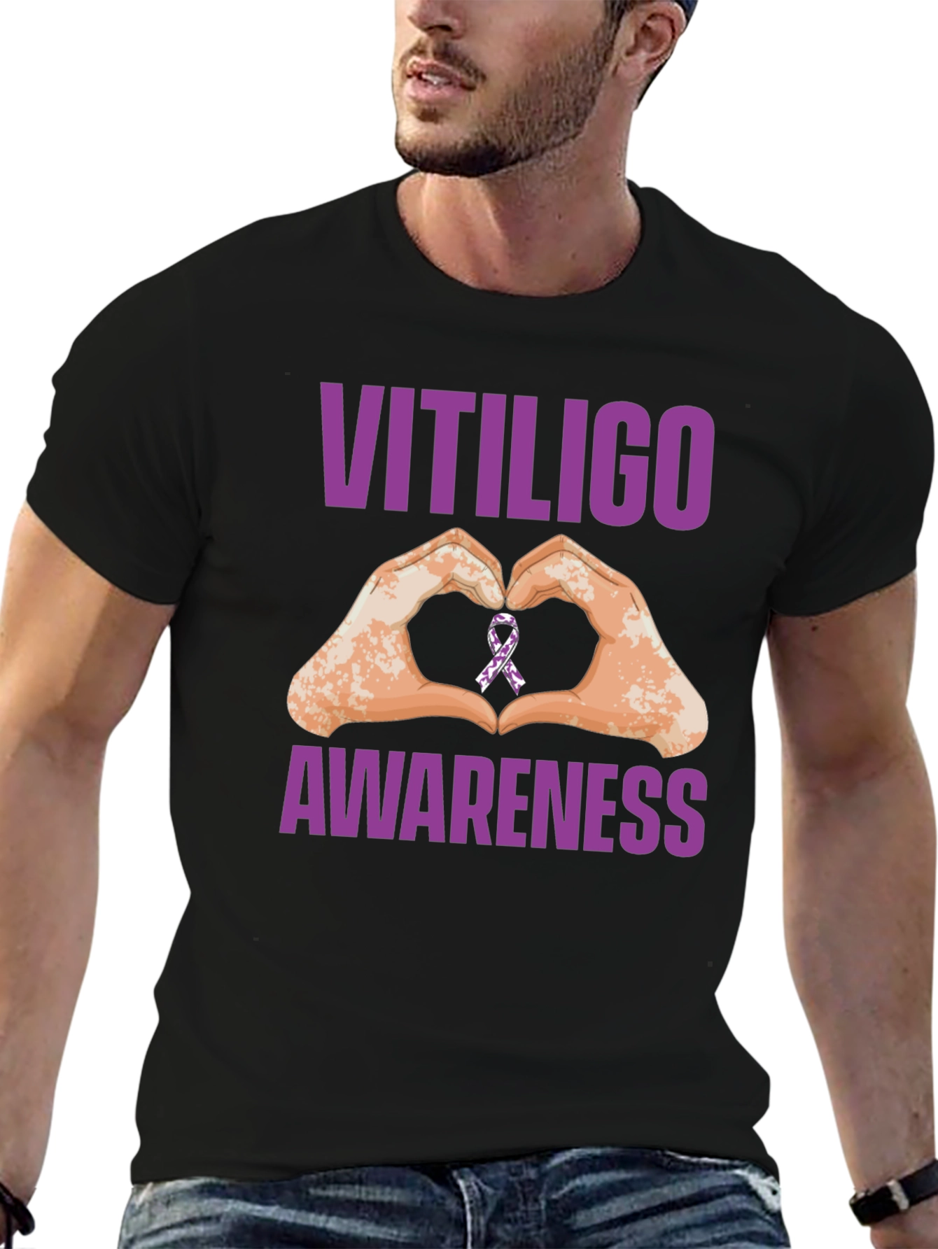 Vitiligo Awareness Heart Hands T-Shirt