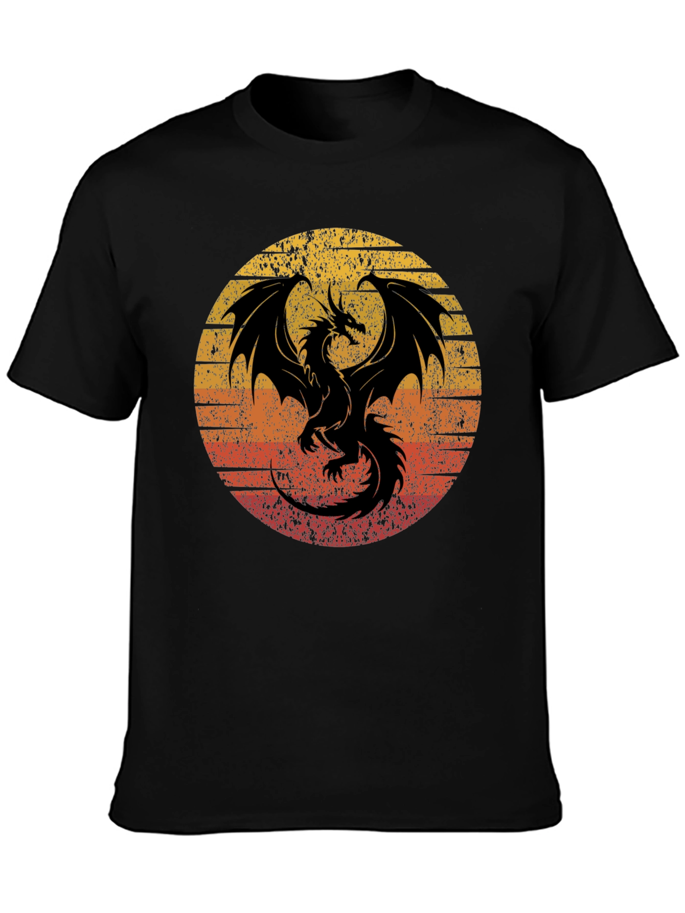 Retro Dragon Graphic Tee - Mens Black T-Shirt