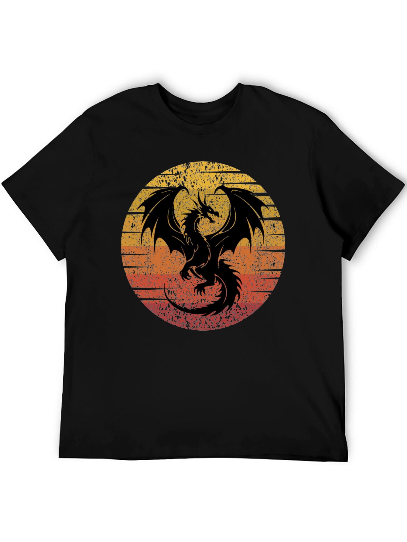 Retro Dragon Graphic Tee - Mens Black T-Shirt