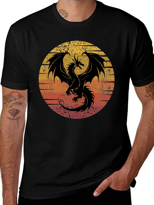 Retro Dragon Graphic Tee - Mens Black T-Shirt