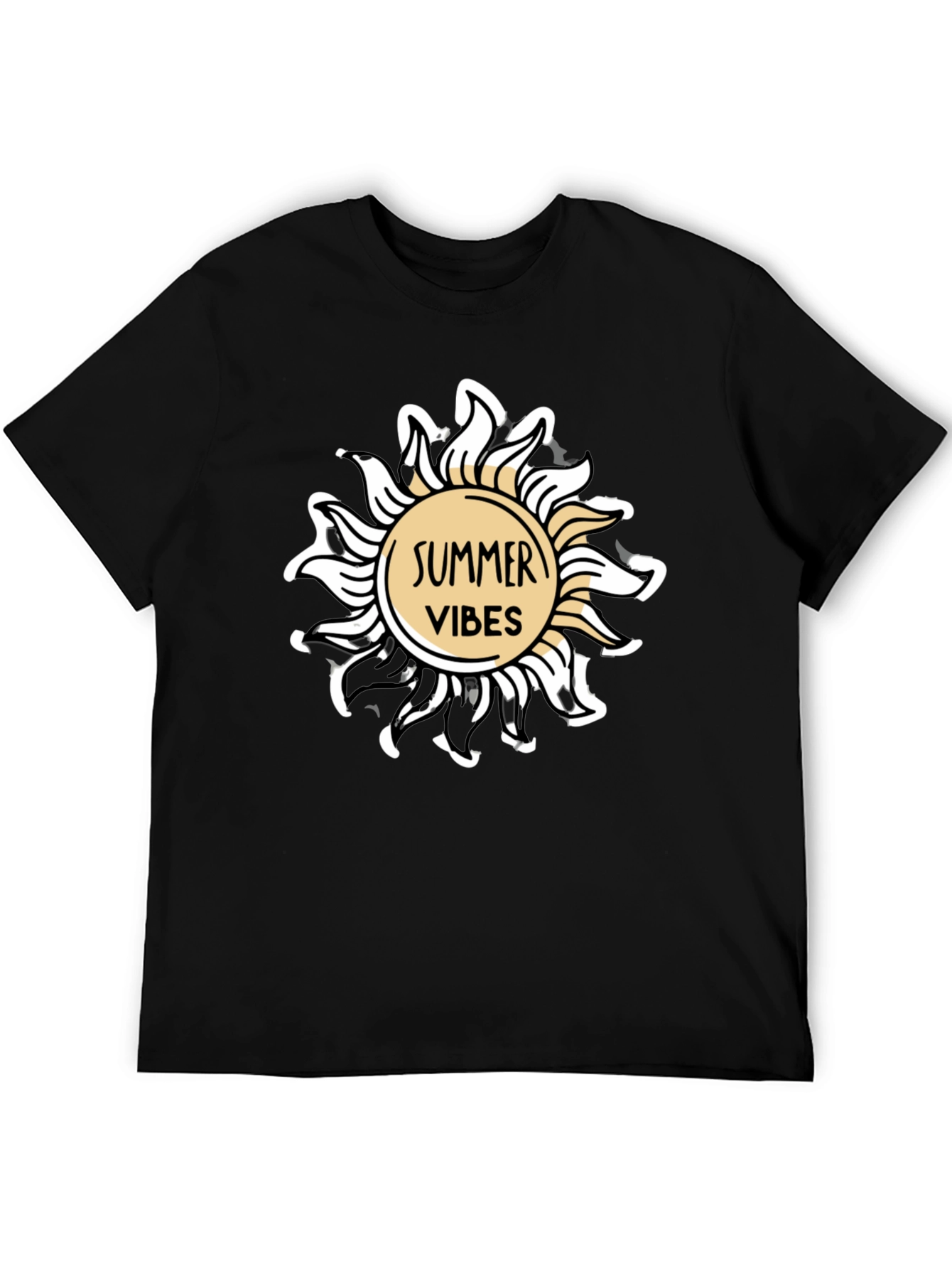 Summer Vibes Graphic Tee - Black Cotton T-Shirt