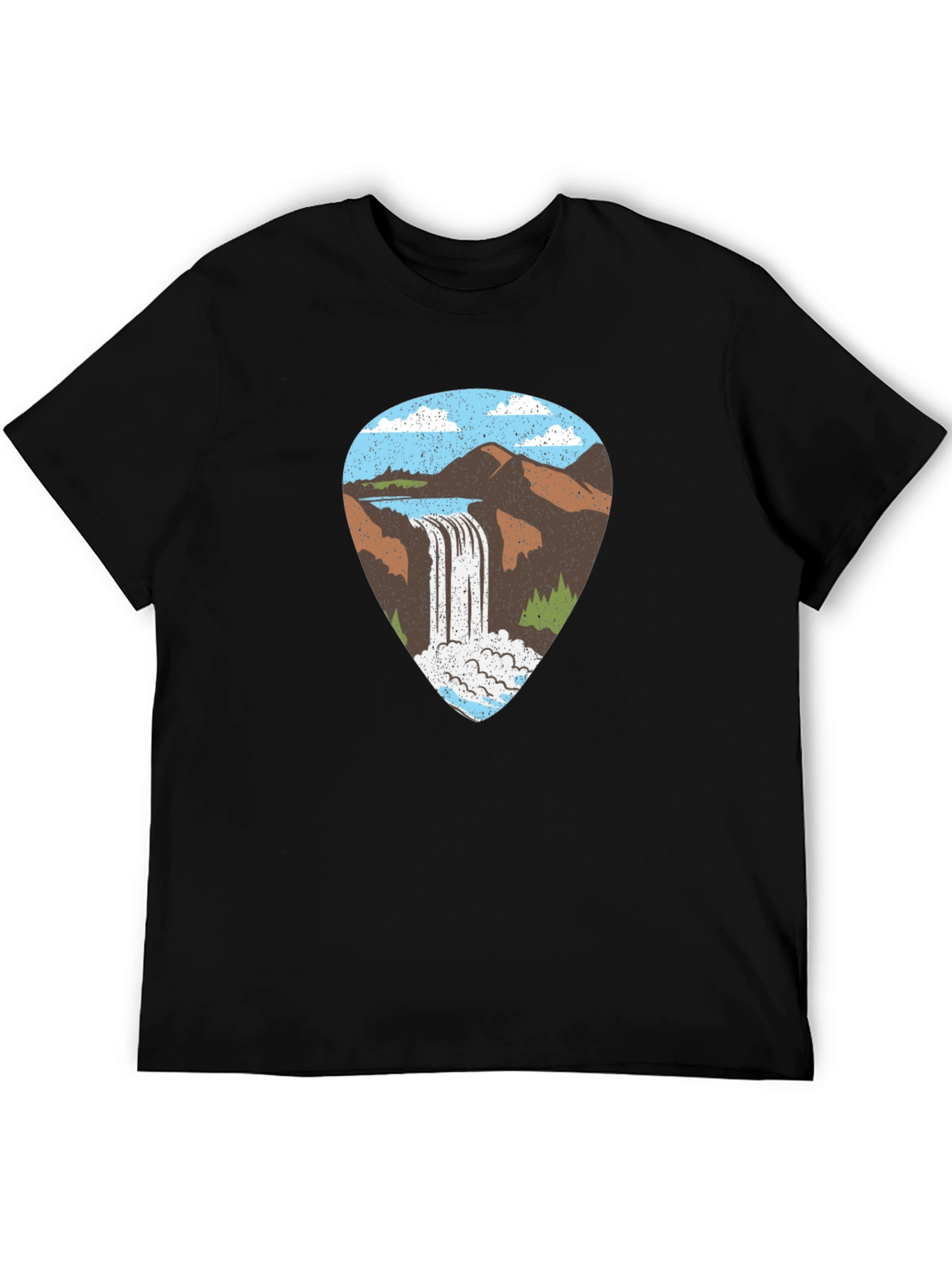 Waterfall Graphic Tee - Black Cotton T-Shirt