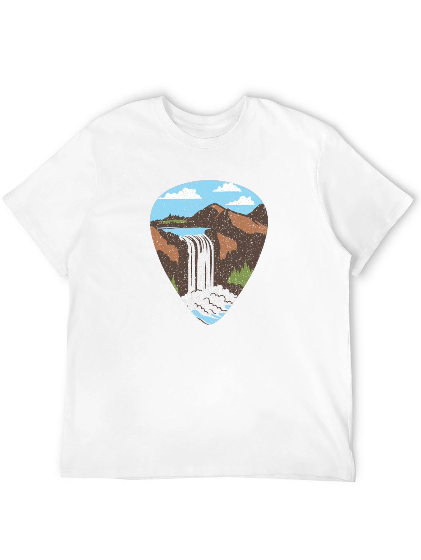 Waterfall Graphic Tee - Black Cotton T-Shirt
