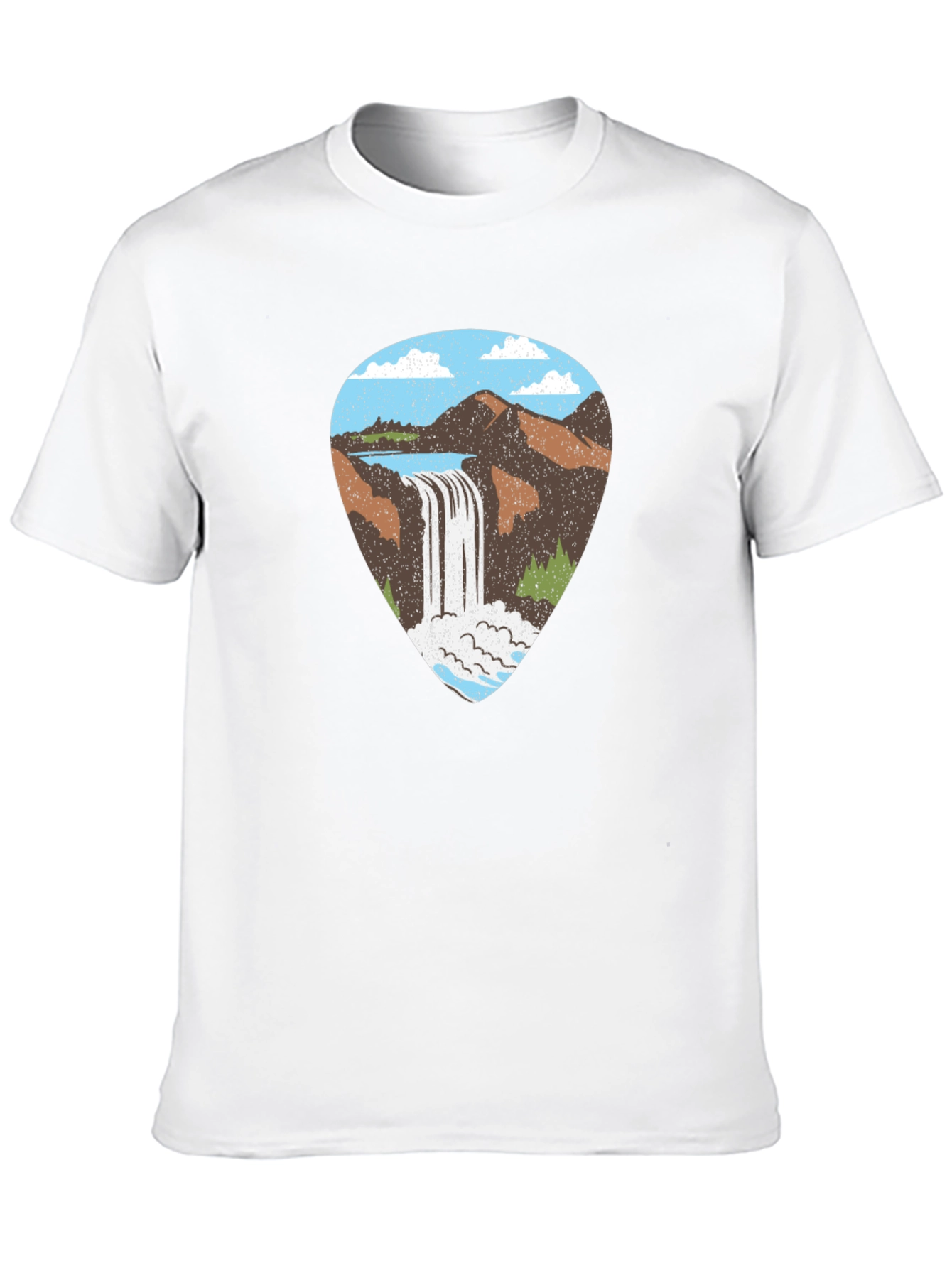 Waterfall Graphic Tee - Black Cotton T-Shirt