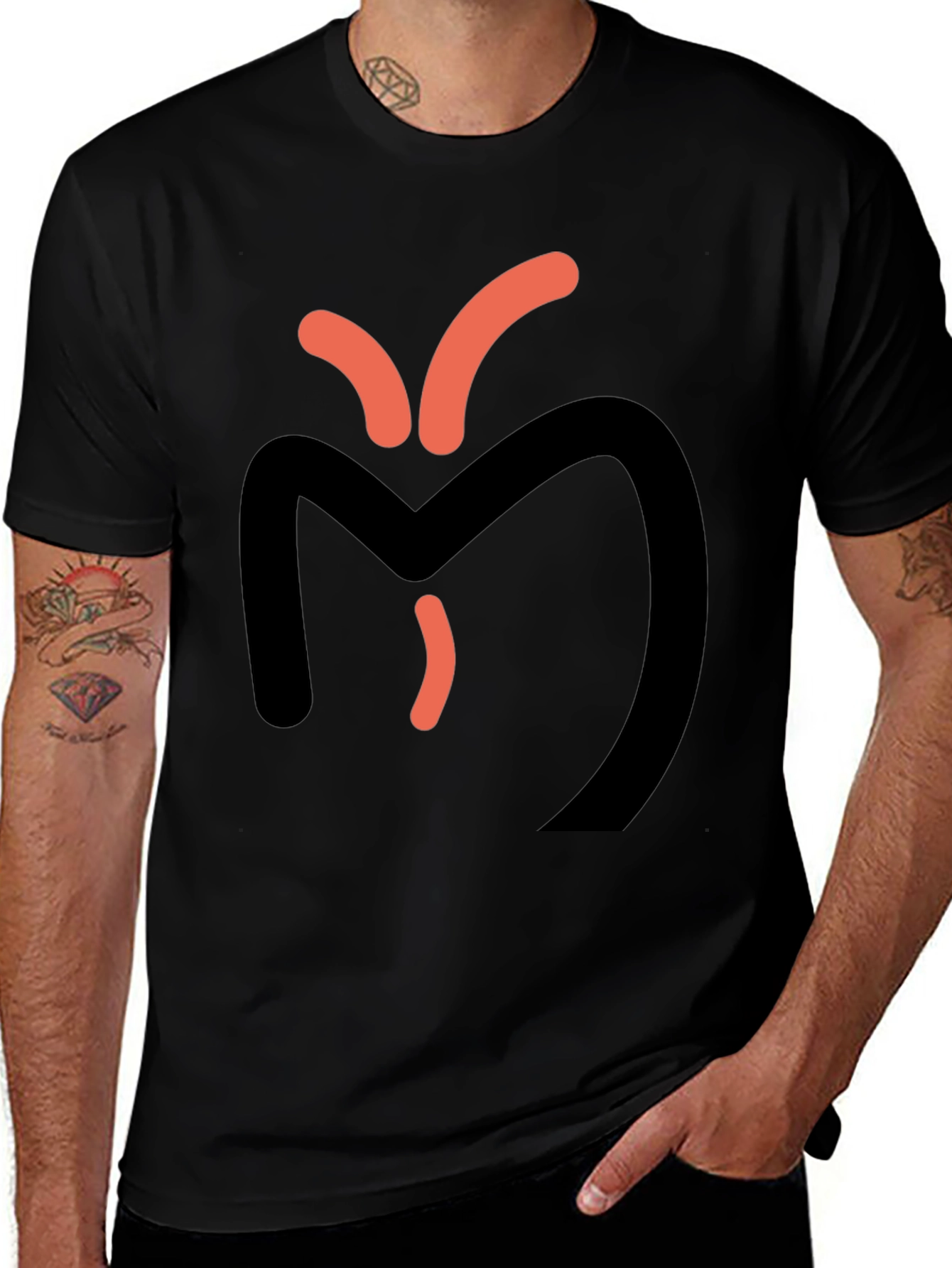 Abstract Graphic Tee - Black Casual T-Shirt