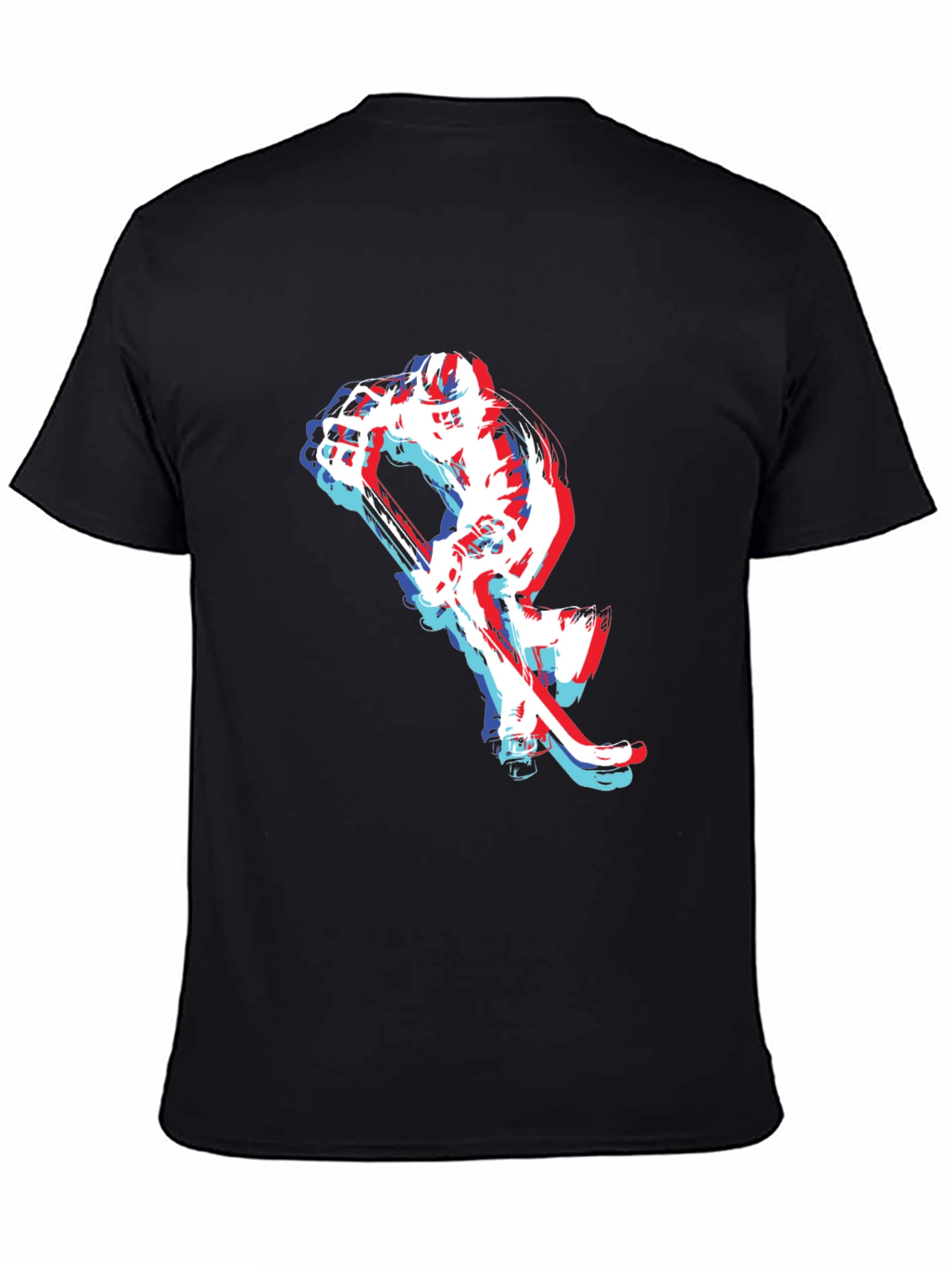 Hockey Player Graphic Tee - Black Cotton Blend