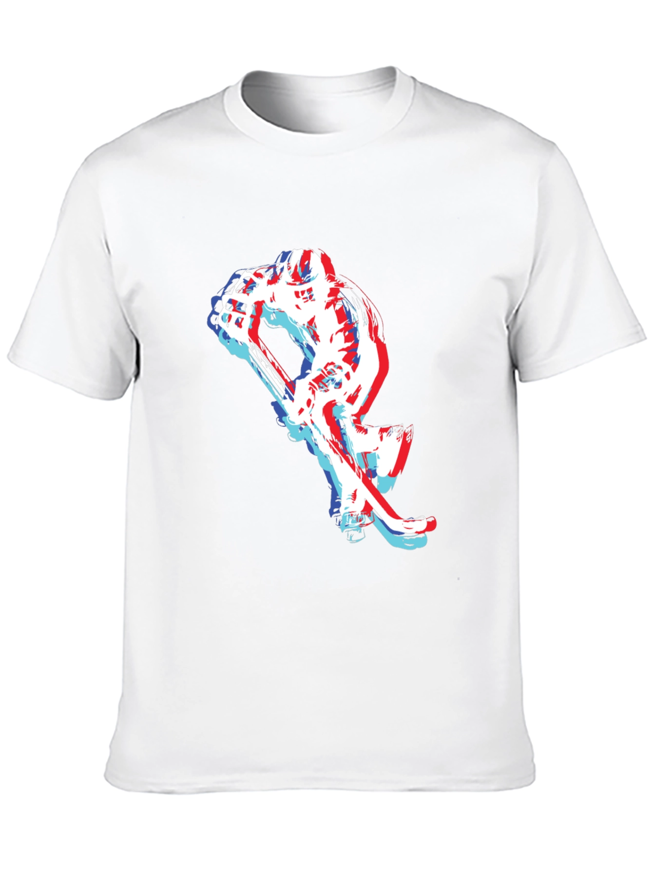 Hockey Player Graphic Tee - Black Cotton Blend