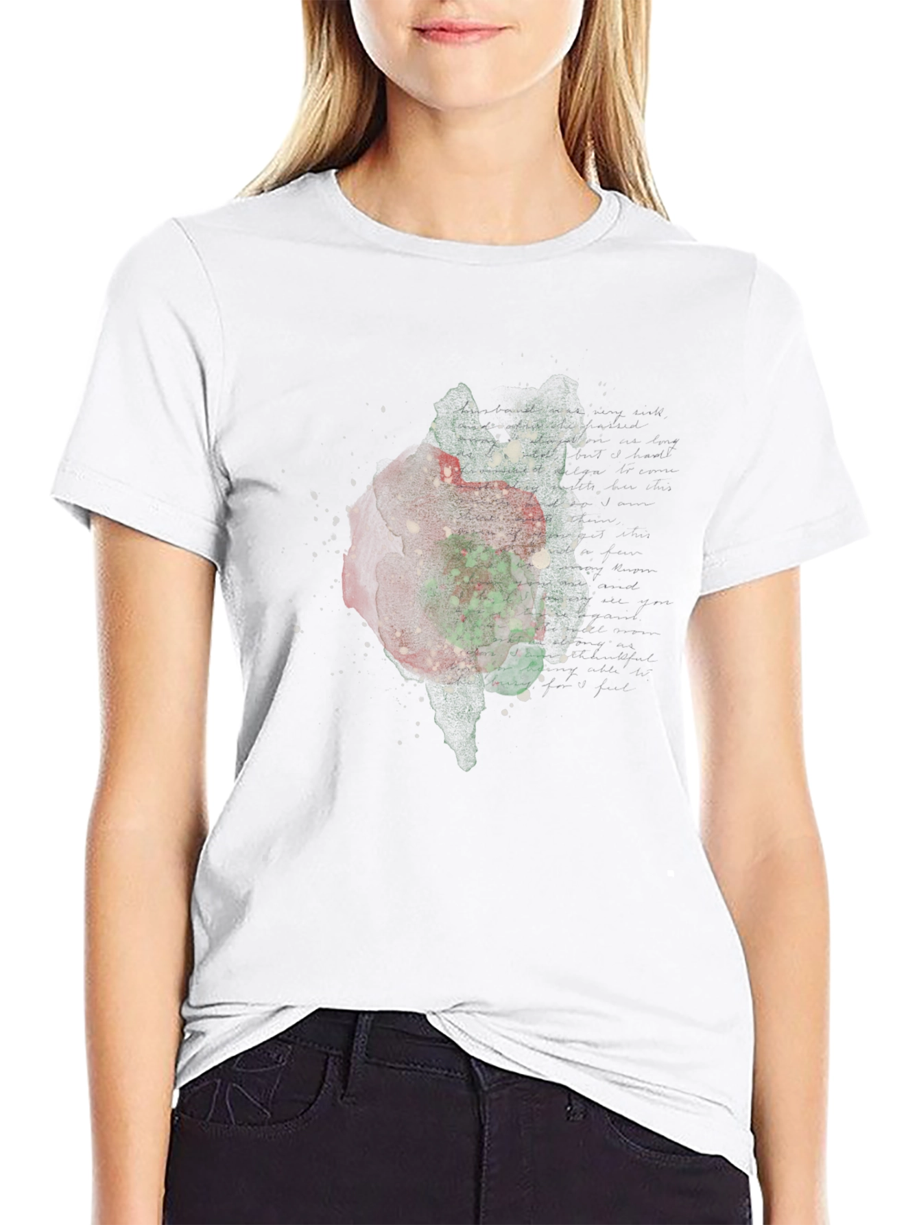 Abstract Rose Graphic Black Tee