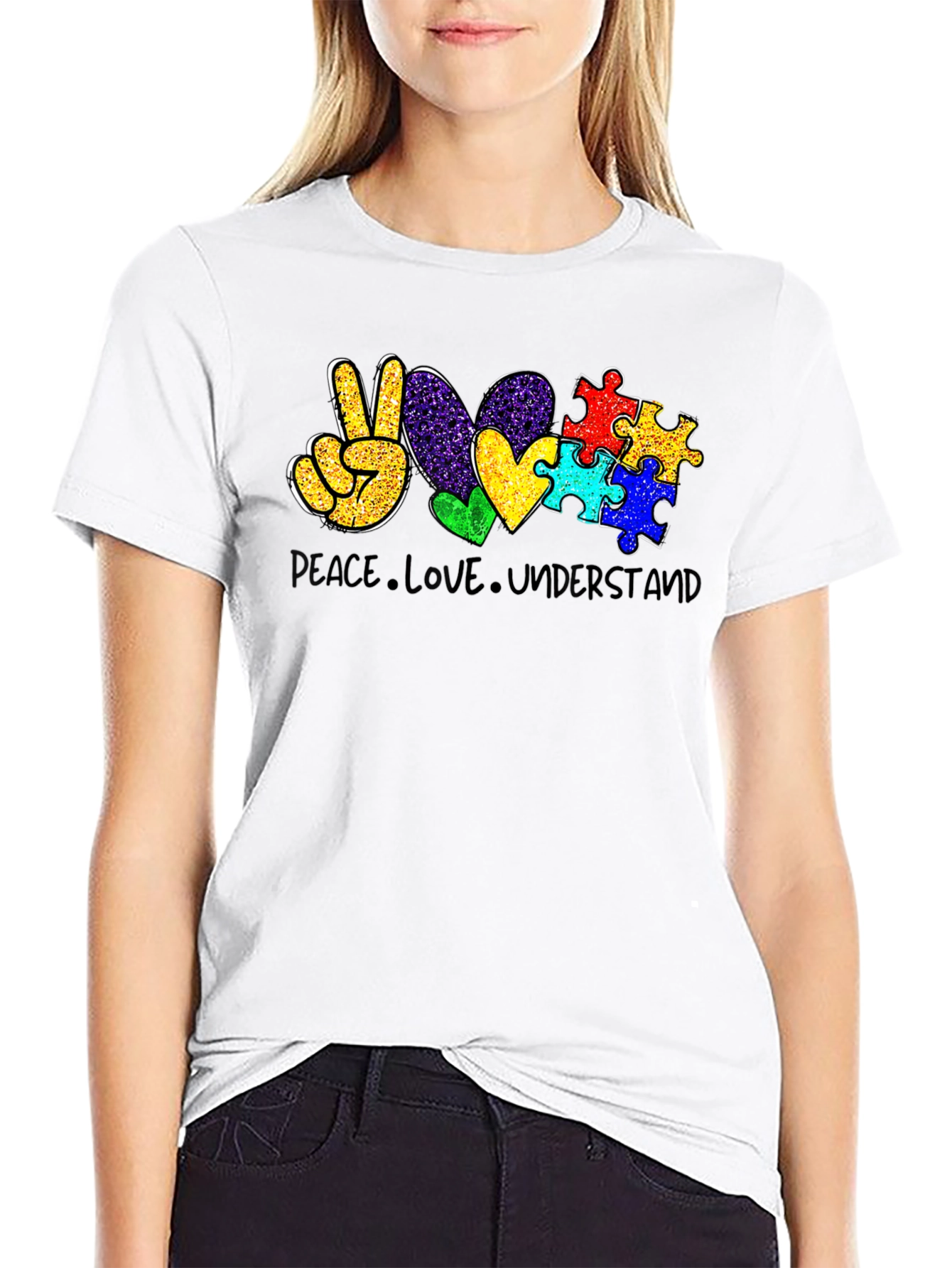 Peace Love Autism Puzzle T-Shirt