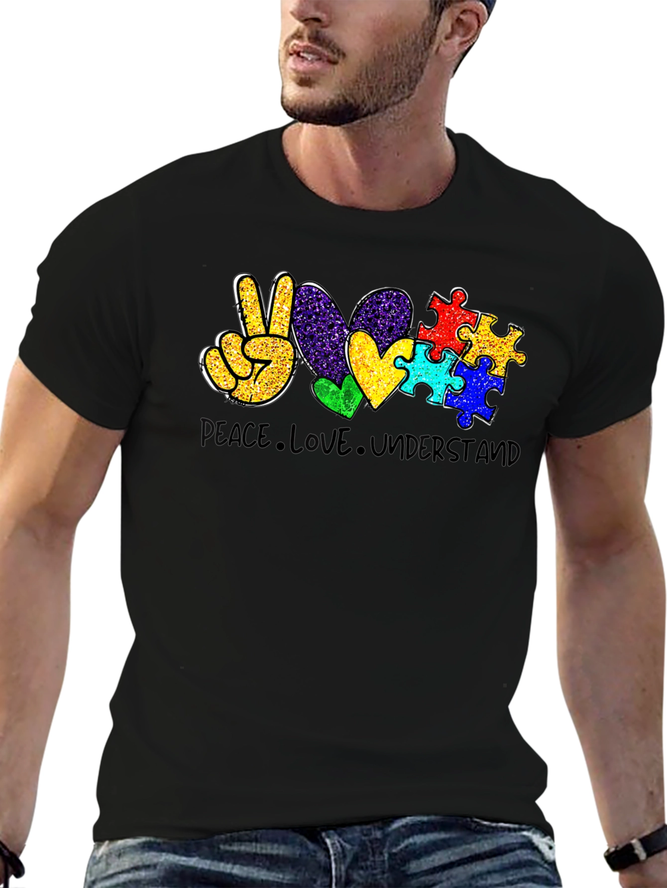 Peace Love Autism Puzzle T-Shirt
