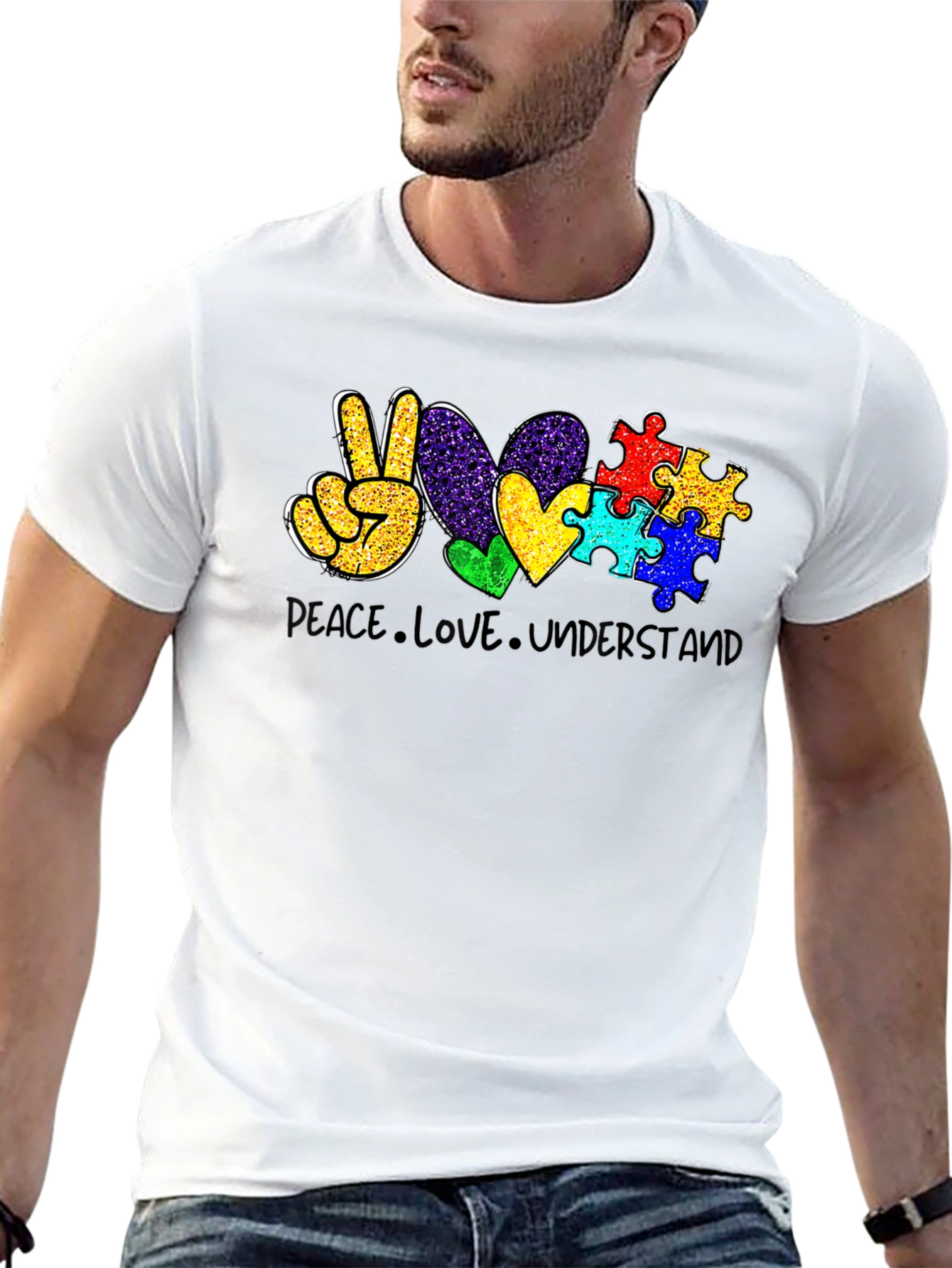 Peace Love Autism Puzzle T-Shirt