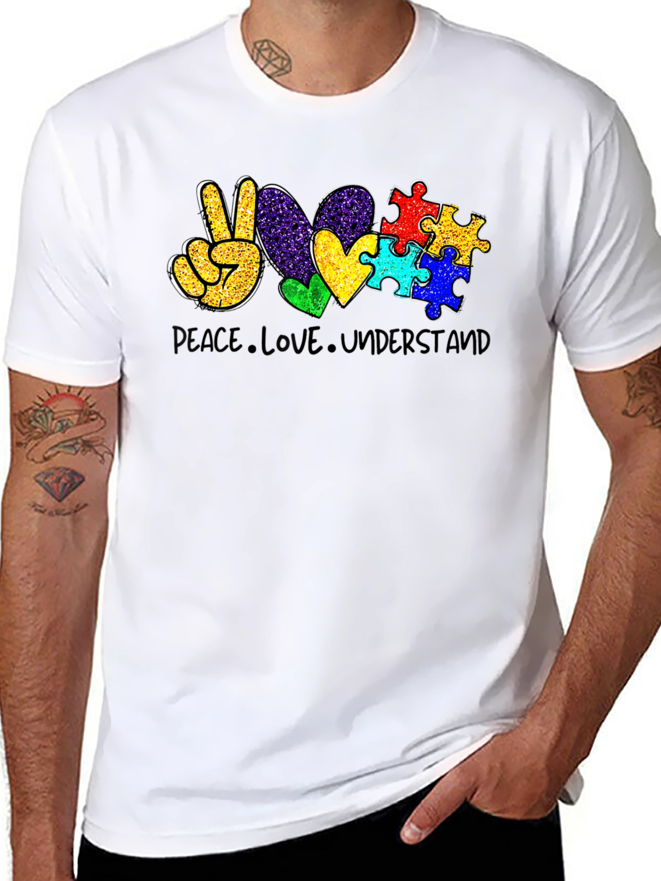 Peace Love Autism Puzzle T-Shirt