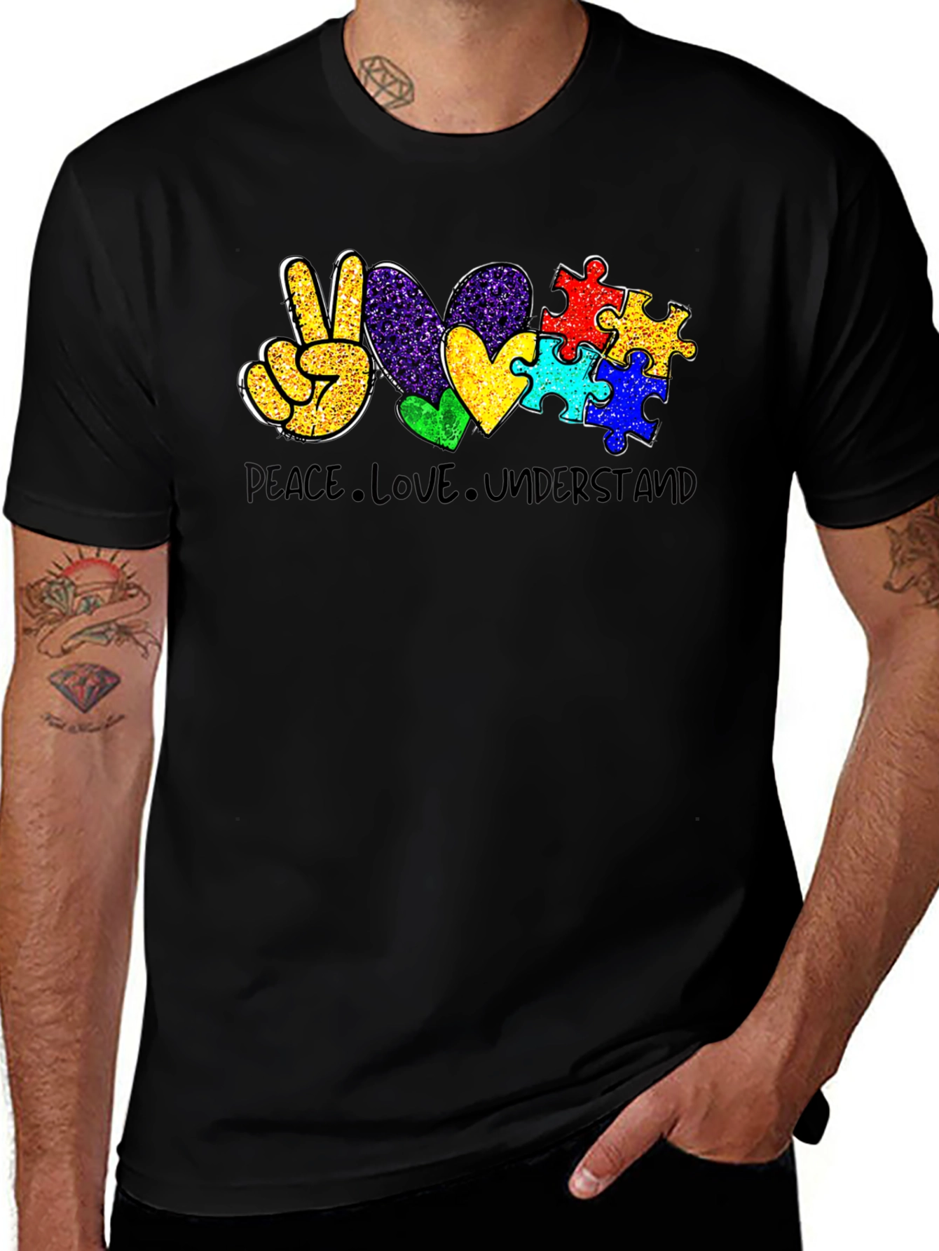 Peace Love Autism Puzzle T-Shirt